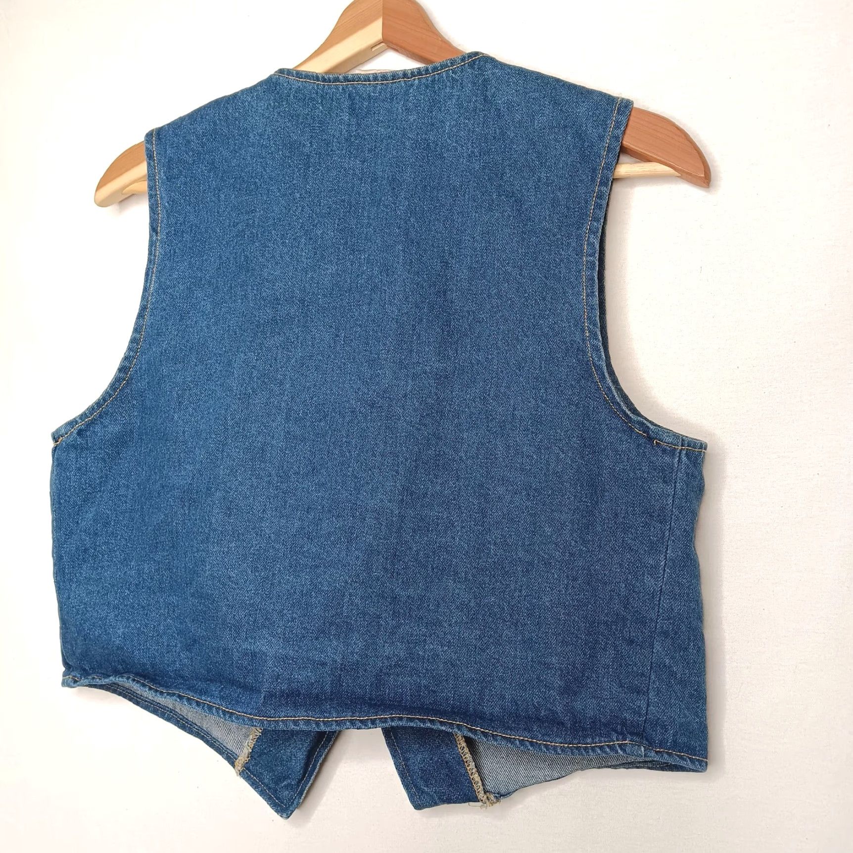 Cherokee VINTAGE Cherokee Western Vest Women L Blue Denim Fringe Button Cowgirl Vest Size L / US 10 / IT 46 - 2 Thumbnail