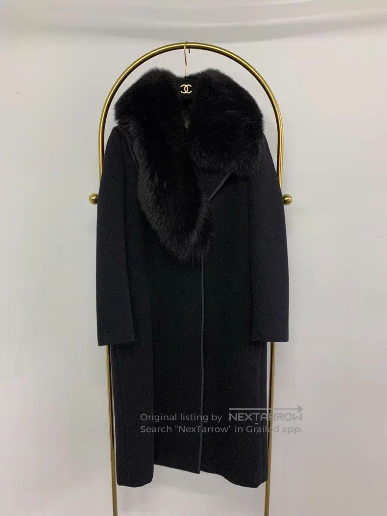 Fendi Fendi Black Fox Fur Collar Wool Overcoat Size XS / US 0-2 / IT 36-38 - 1 Thumbnail