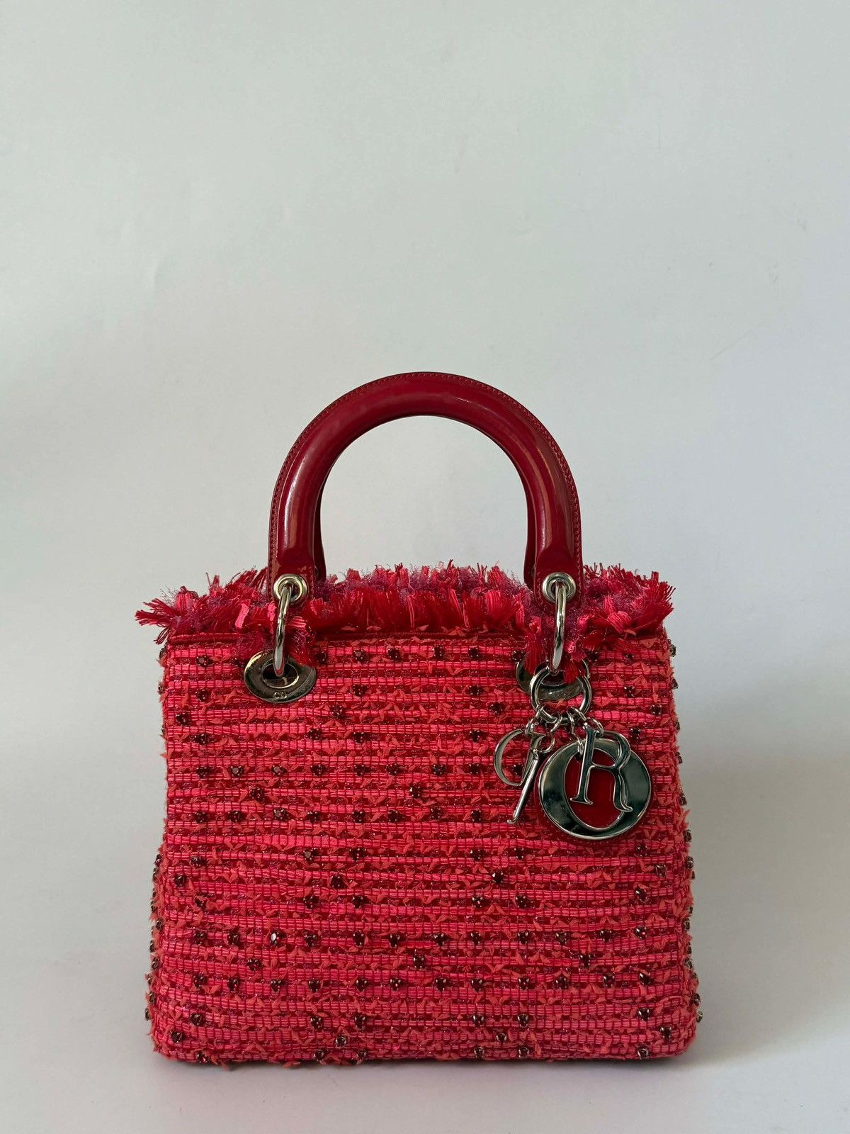 Dior Christian Dior 2012 Tweed Fringe Rhinestone Lady Dior Bag Size ONE SIZE - 4 Thumbnail