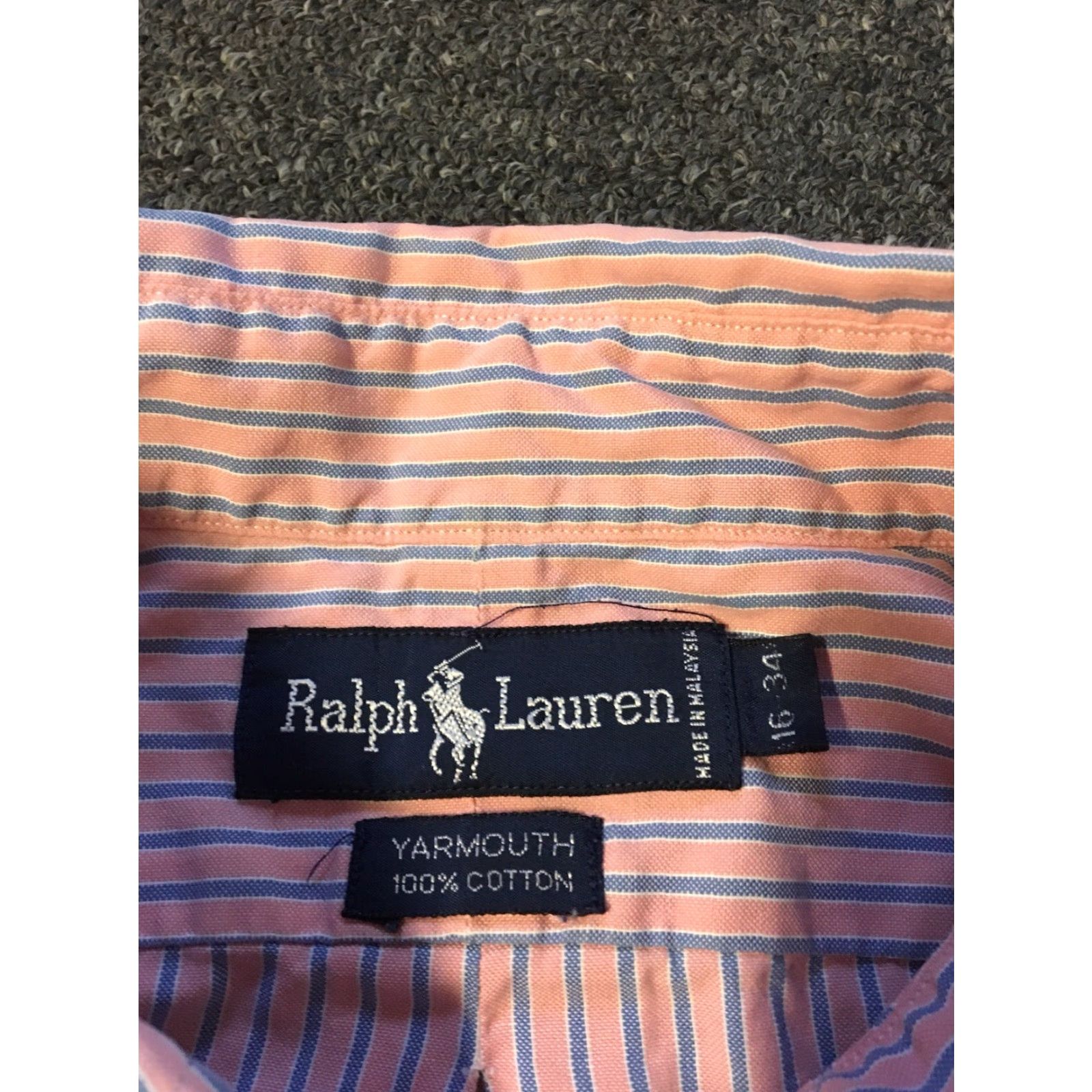 Polo Ralph Lauren Polo Ralph Lauren Shirt Dress Shirt 16 34 Pink/Blue Striped Button-Down 90s Vintage Mens Shirt Size US L / EU 52-54 / 3 - 3 Thumbnail