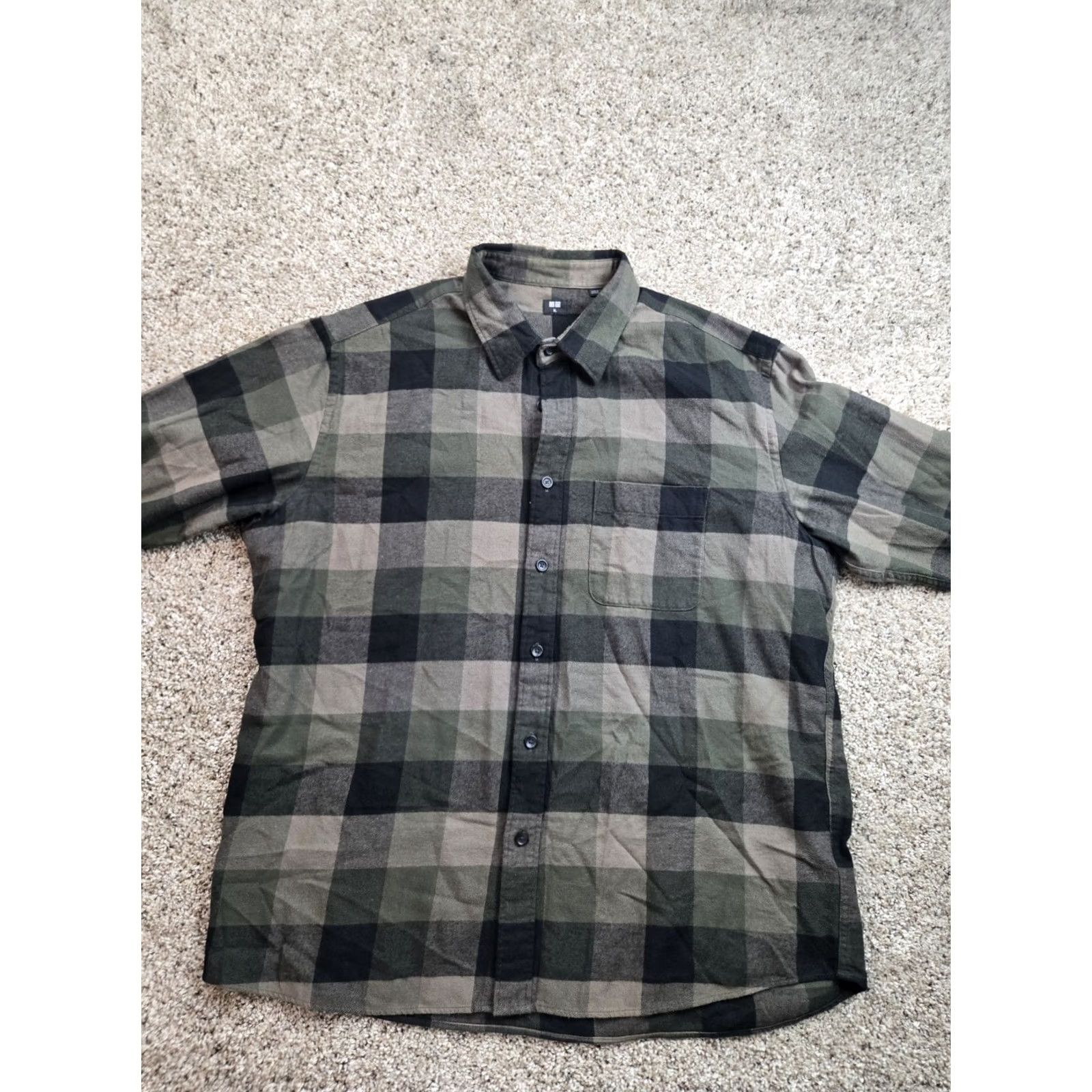Uniqlo Uniqlo Flannel Shirt Mens XL Green Plaid Cotton Long Sleeve Button Up Pockets Size US XL / EU 56 / 4 - 3 Thumbnail