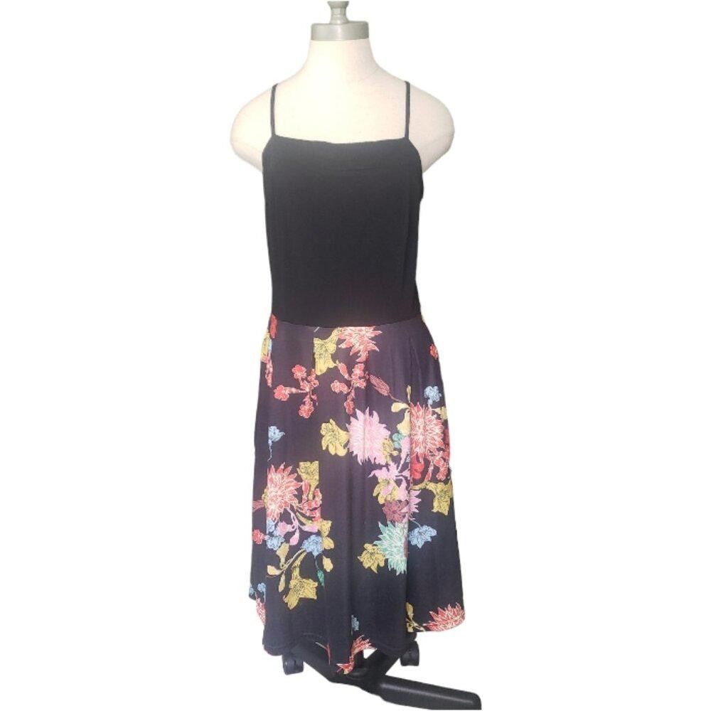 Designer CT1451 Yathon Black Floral Spaghetti Strap Dress Size L / US 10 / IT 46 - 1 Thumbnail