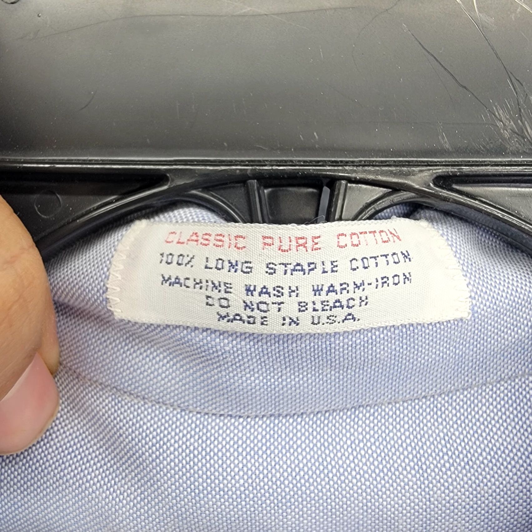 Vintage HUNTINGTON shirt Blue distressed vtg USA made long sleeve button Up Large 16x37 Mens Regular Cotton Vintage Size US L / EU 52-54 / 3 - 3 Thumbnail