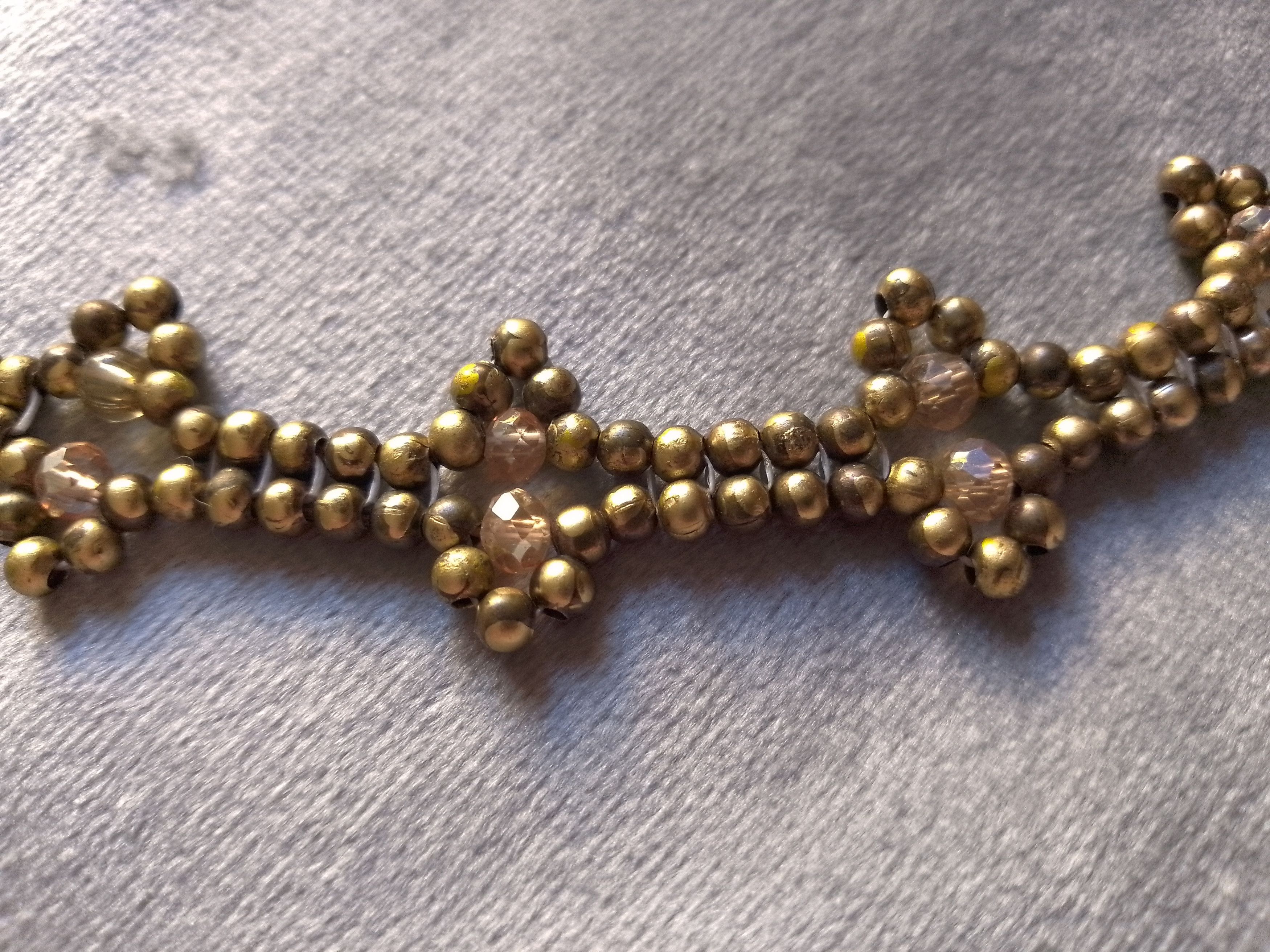 Handmade Necklace Vintage Brass Blue Crystal Pendant Elegant Pattern Size ONE SIZE - 4 Thumbnail