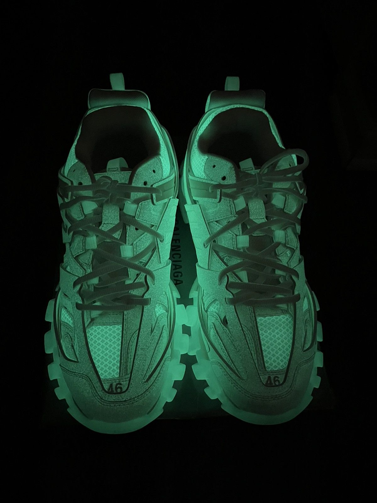 All White Glow in the Dark Balenciaga Track Runners
