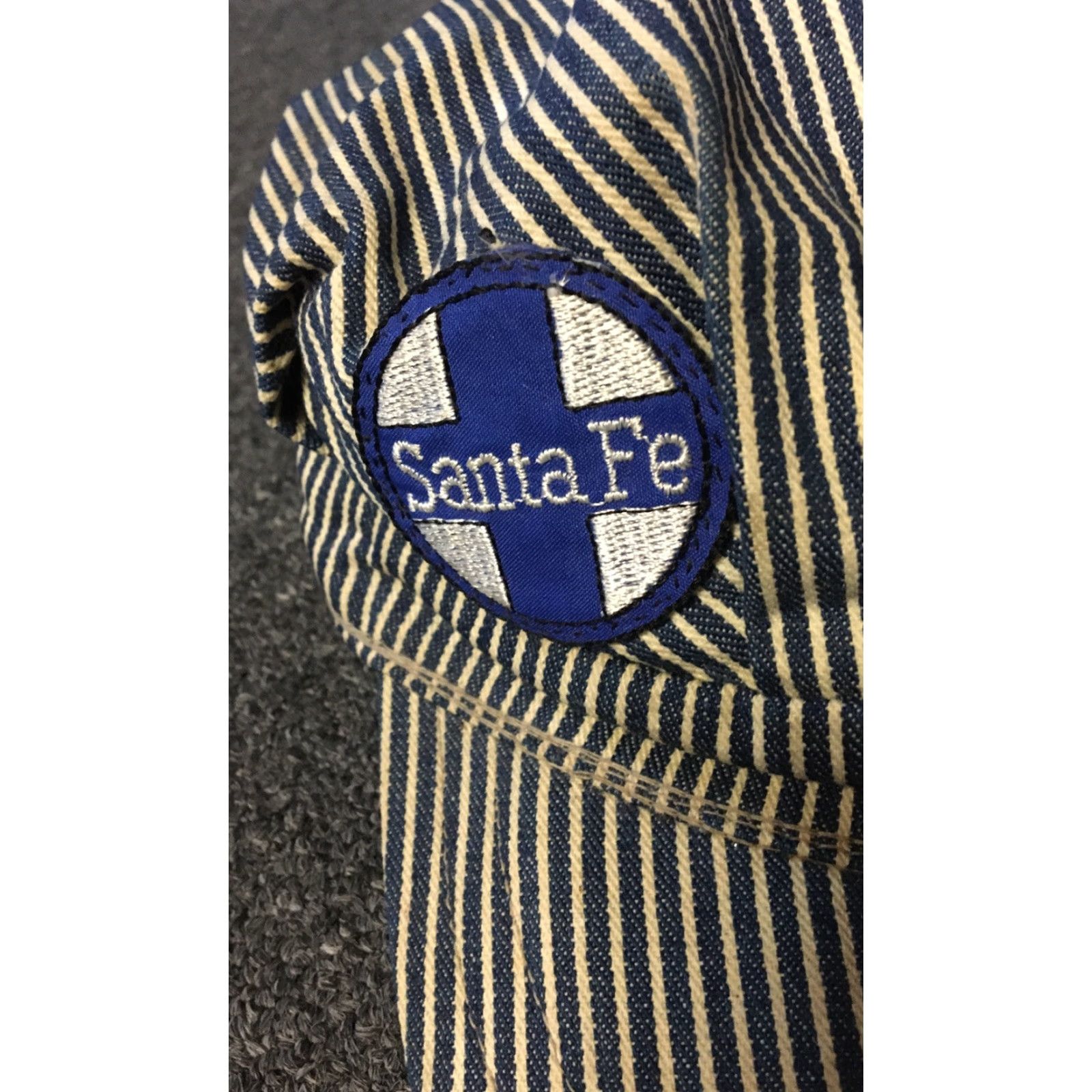 Vintage VINTAGE Santa Fe Railroad L&N Train Conductor Hat USA Engineer 50s 60s Grunge Punk Hat Mens One Size Blue Striped USA 90s 80s Railroad Cap Size ONE SIZE - 2 Thumbnail