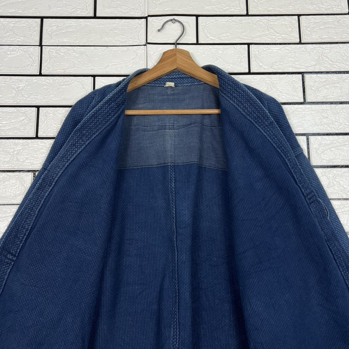 Japanese Brand Vintage Blue Indigo Sashiko Thick Weave Kimono #4113-C187 Size US XL / EU 56 / 4 - 12 Thumbnail