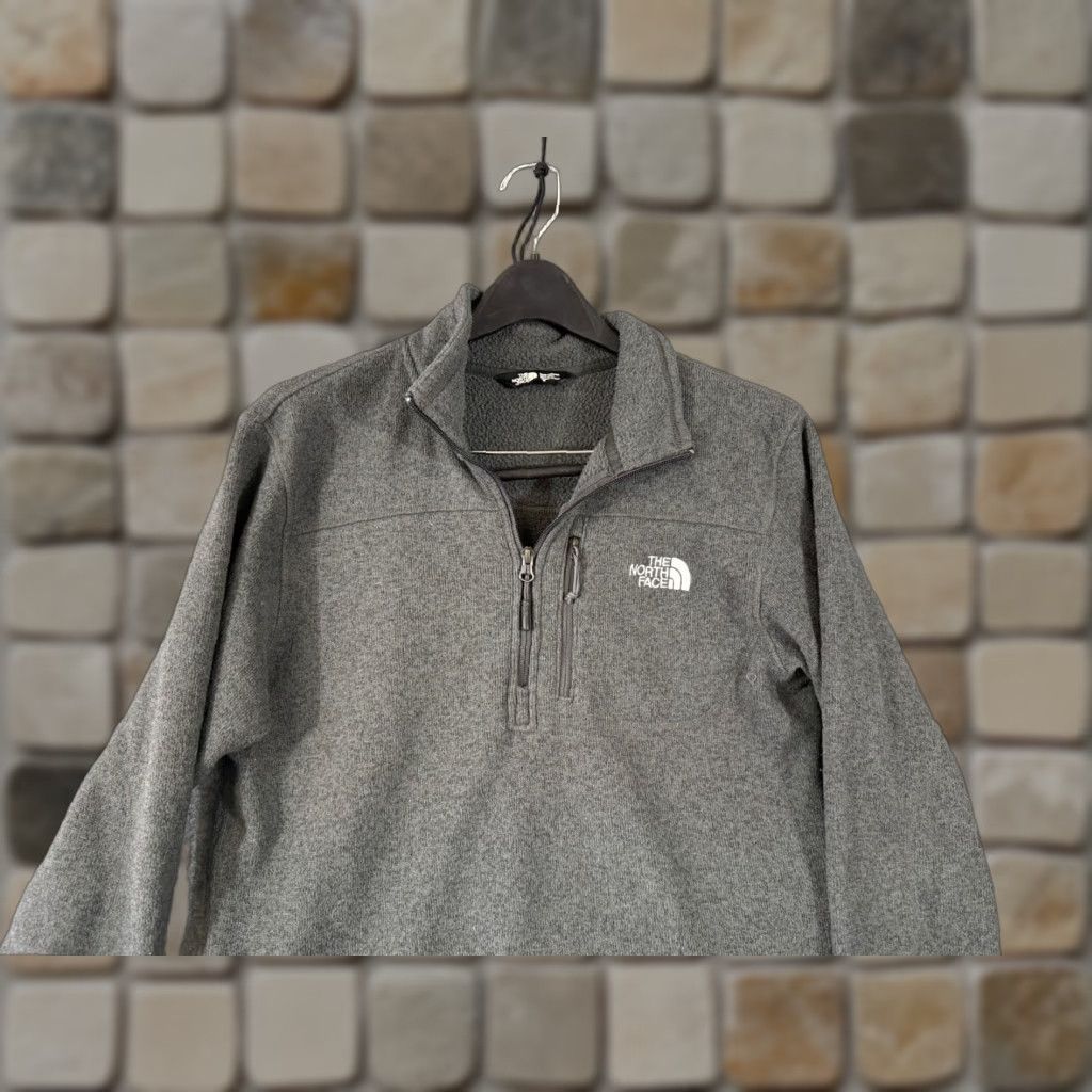The North Face The North Face Fleece Jacket M Heather Gray Mens Quarter Zip Lined Stand-Up Neck Pullover Logo Size US M / EU 48-50 / 2 - 1 Thumbnail