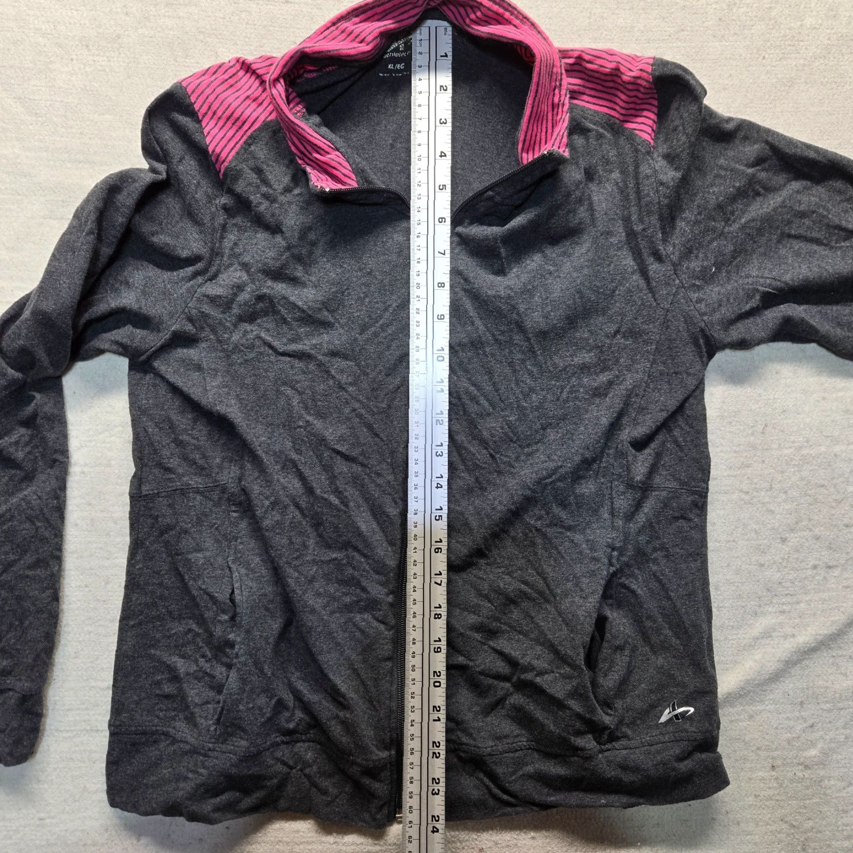 Vintage Athletic Gray Hoodie Zip Up Jacket Sweatshirt Sweater Hooded Adult Women's XL Shirt Size XL / US 12-14 / IT 48-50 - 7 Thumbnail