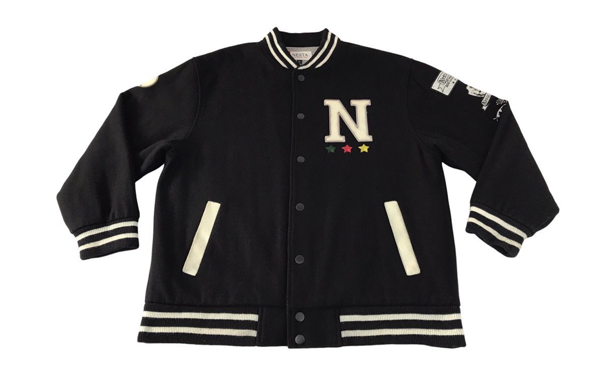 Japanese Brand × Vintage Vintage Nesta Brand Varsity Jacket Big Logo (N) Snap Button Size US XL / EU 56 / 4 - 1 Thumbnail