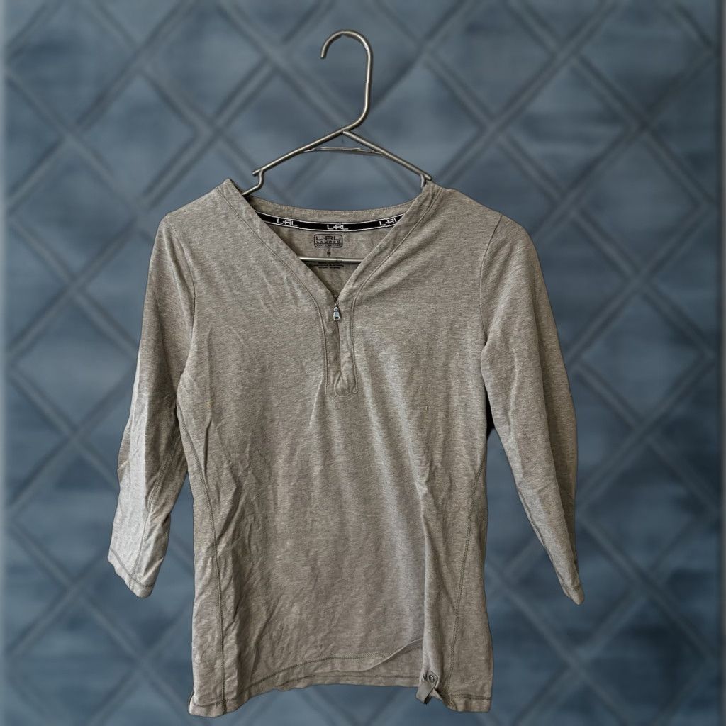 Ralph Lauren VINTAGE Lauren Ralph Lauren Gray 1/4 Zip Cotton Pullover Shirt Women’s M 3/4 Sleeve Size M / US 6-8 / IT 42-44 - 1 Thumbnail