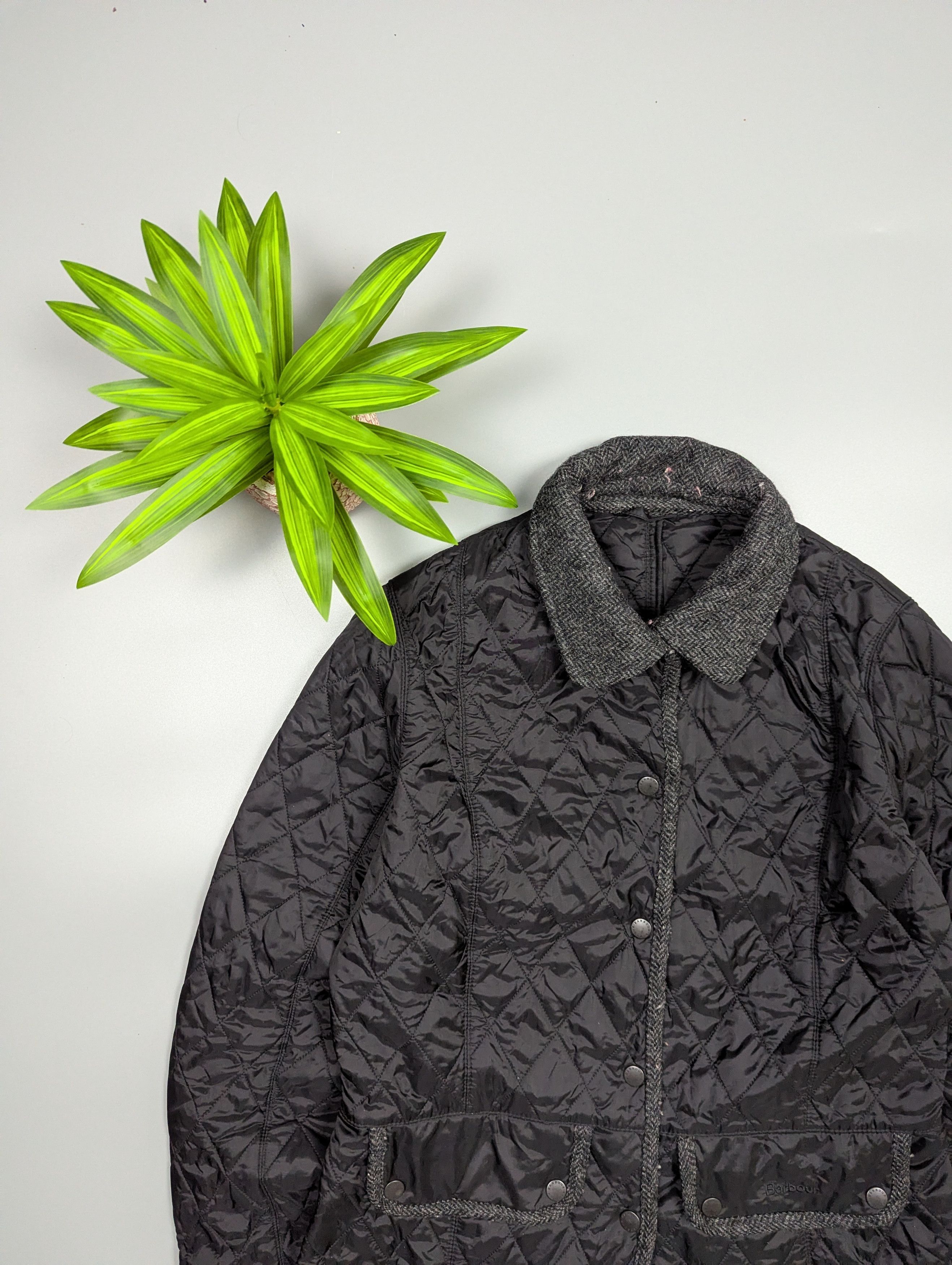 Barbour BARBOUR Women’s Vintage Tweed Quilted Jacket Size L / US 10 / IT 46 - 2 Thumbnail