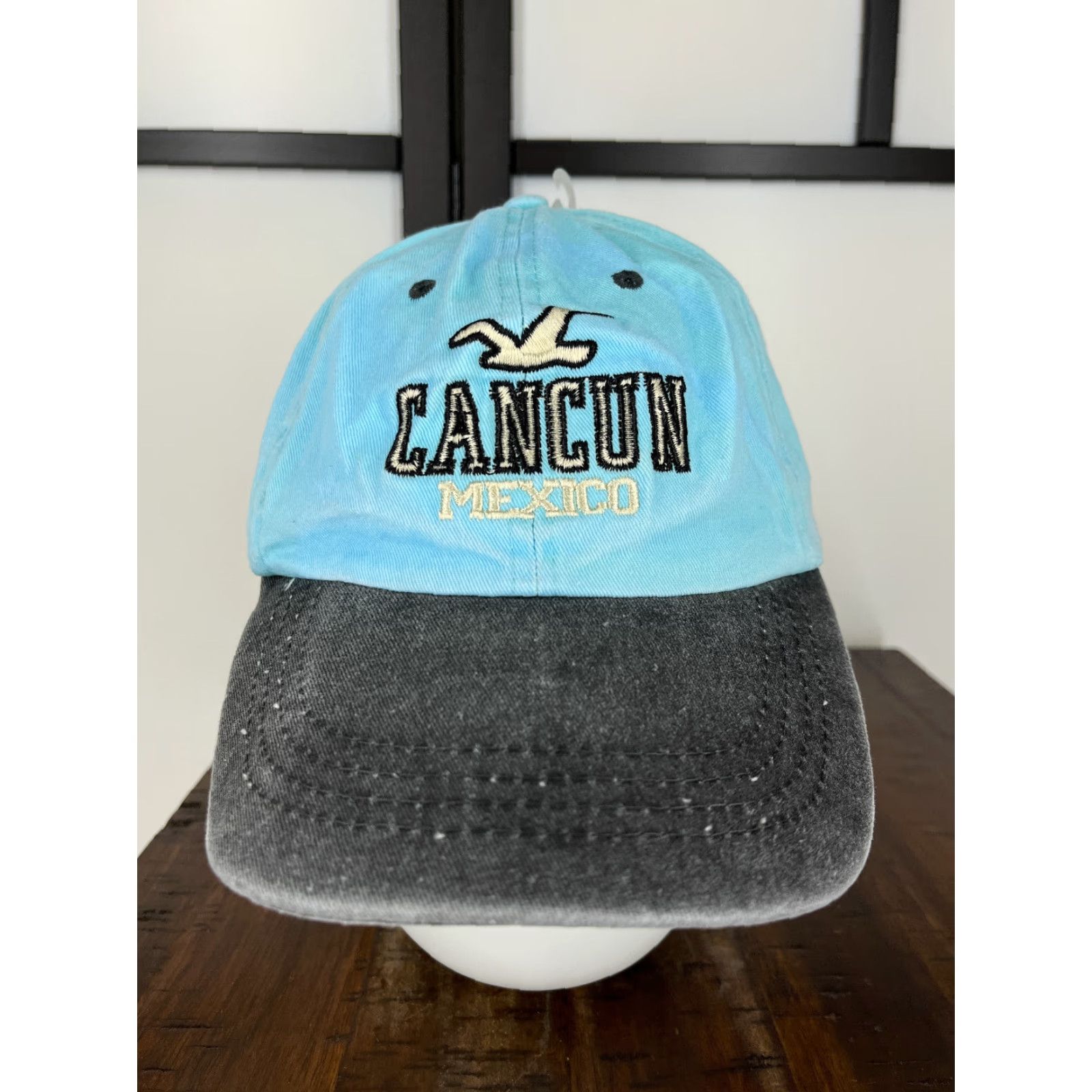 Vintage DKPS Hat Cap Strap Back Adult One Size Blue Embroidered 100% Cotton Unisex Adults Cancún Mexico Size ONE SIZE - 2 Thumbnail
