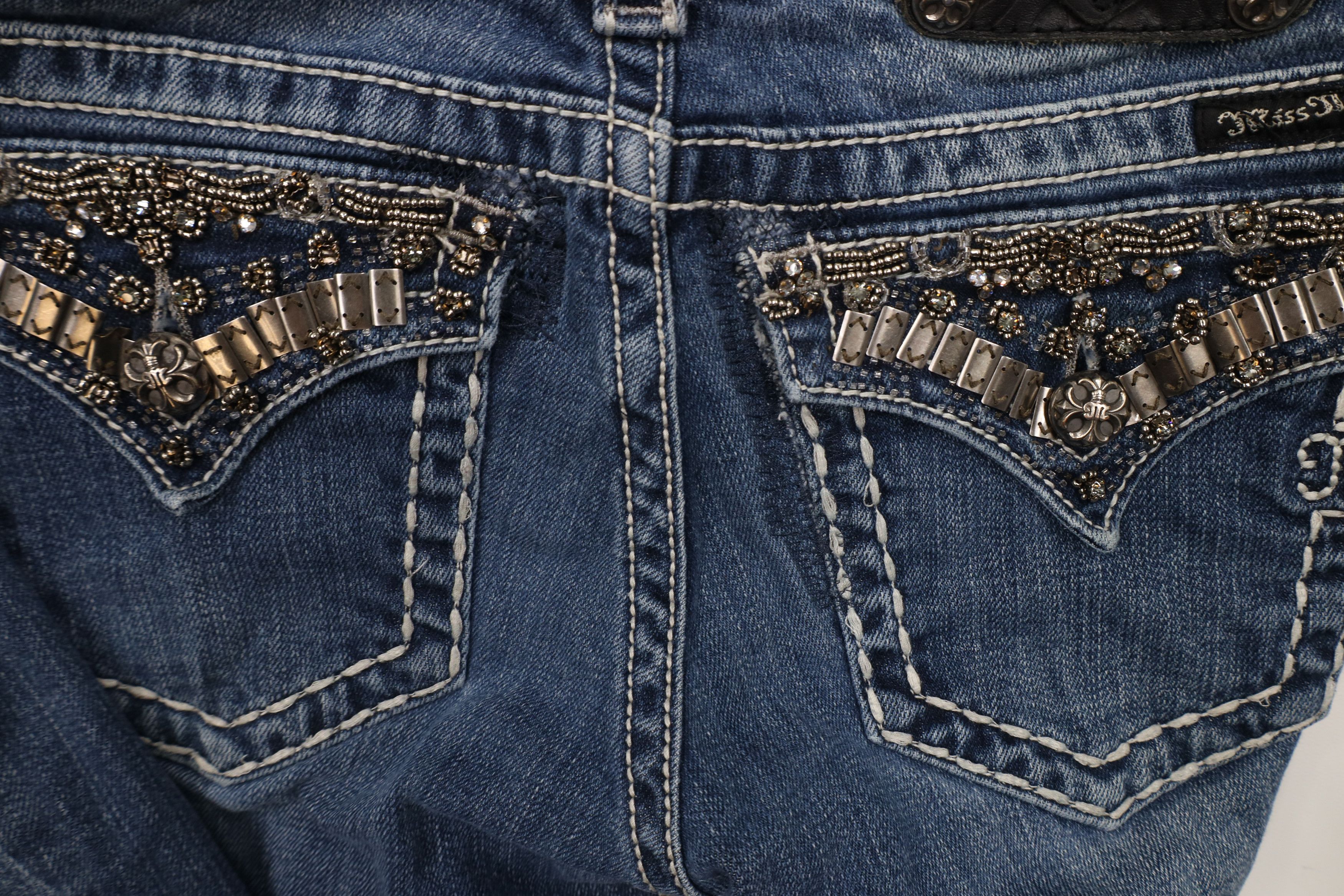 Miss Me × Vintage Miss Me Thick Stitch Jeweled Bootcut Denim Jeans Blue Size 28" / US 6 / IT 42 - 14 Thumbnail