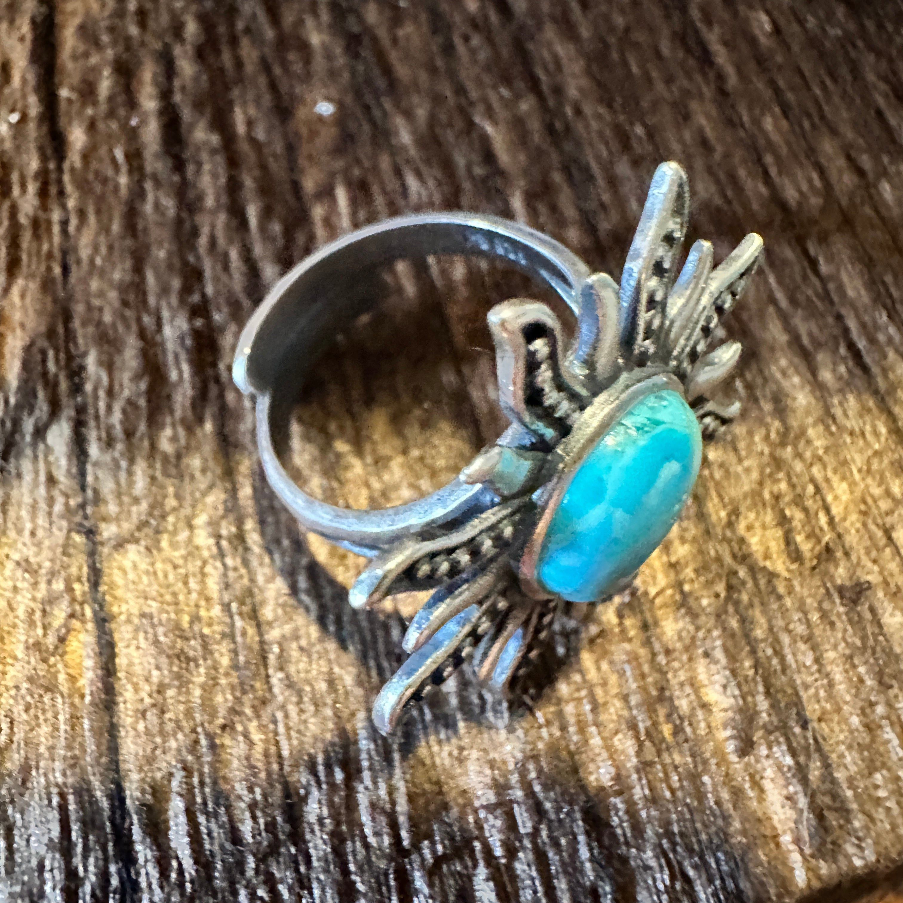 Other Turquoise Sunburst Cuff Ring in Sterling Silver - Native Ame Size ONE SIZE - 3 Thumbnail