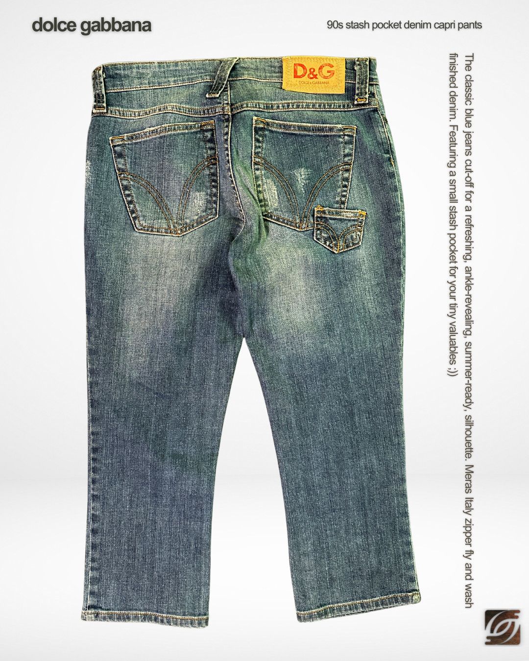 Dolce & Gabbana 90s Stash Pocket Denim Capri Pants Size 28" / US 6 / IT 42 - 1 Thumbnail
