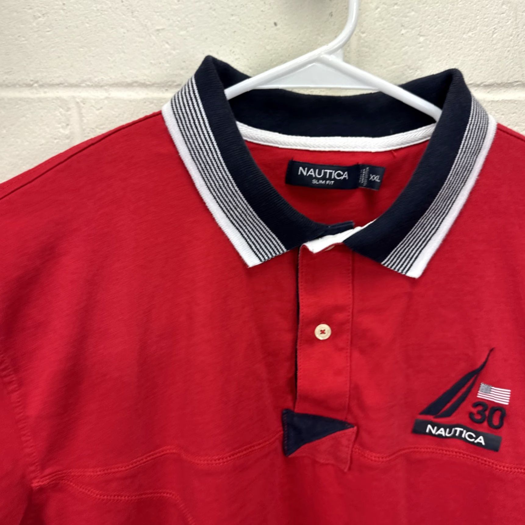 Nautica Nautica Polo Shirt Mens XXL Red White Blue Short Sleeve Sailing USA Polo Shirt Malinputs? Wait. Size US XXL / EU 58 / 5 - 3 Thumbnail