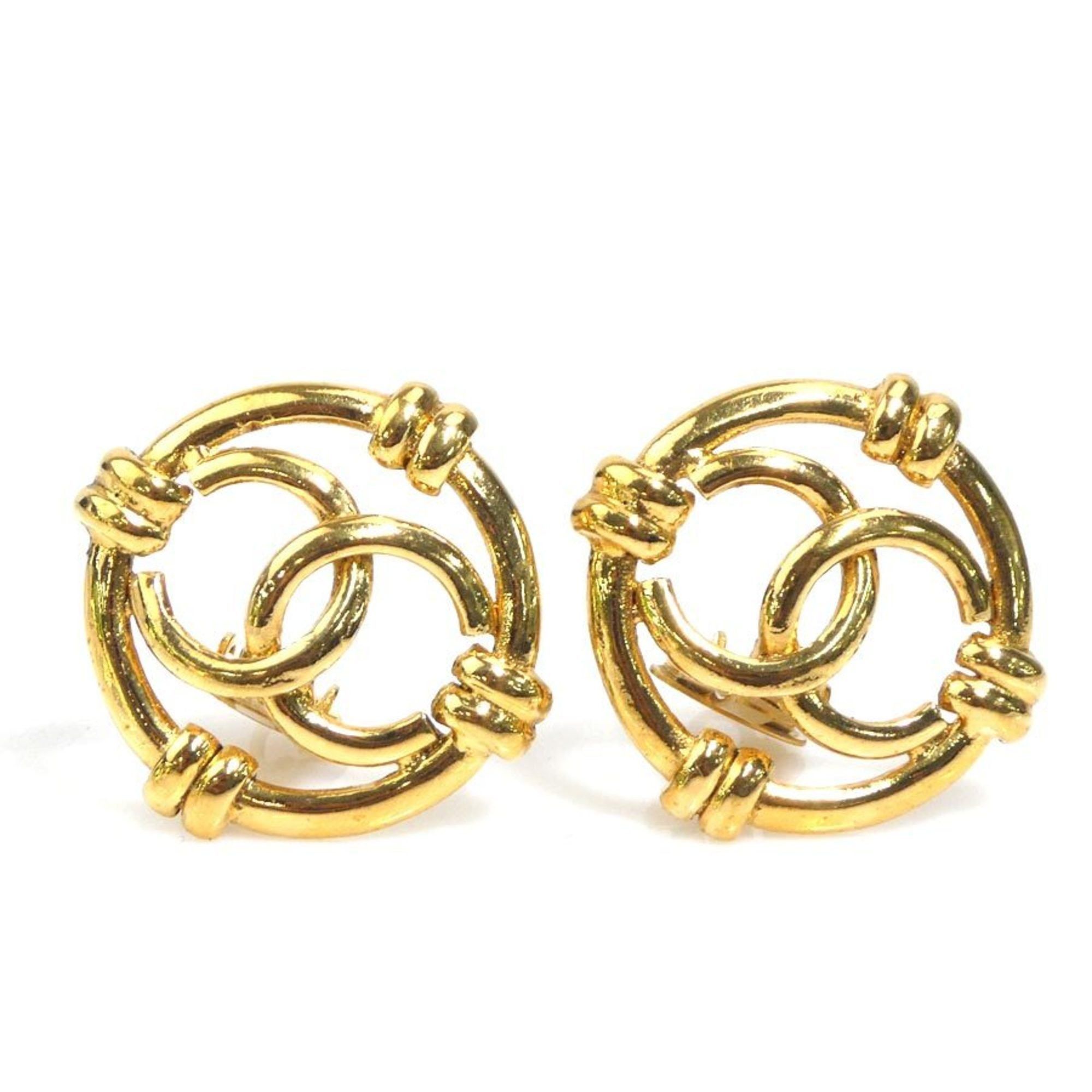 Chanel CHANEL Coco Mark Metal Gold Earrings for Women e61045i Size ONE SIZE - 1 Thumbnail