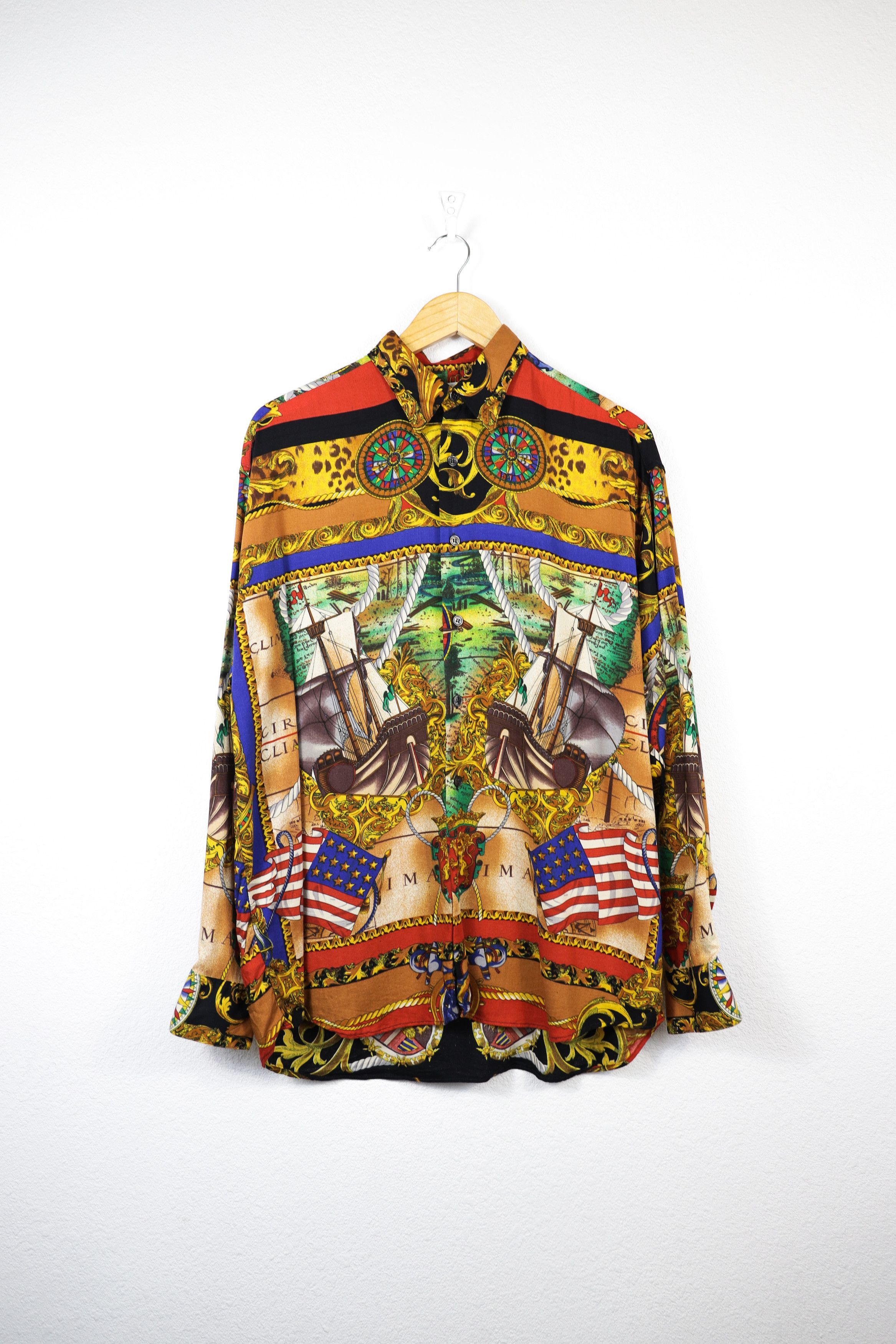 Designer Vintage Britain Baroque Printed Viscose Shirt Size US M / EU 48-50 / 2 - 1 Thumbnail