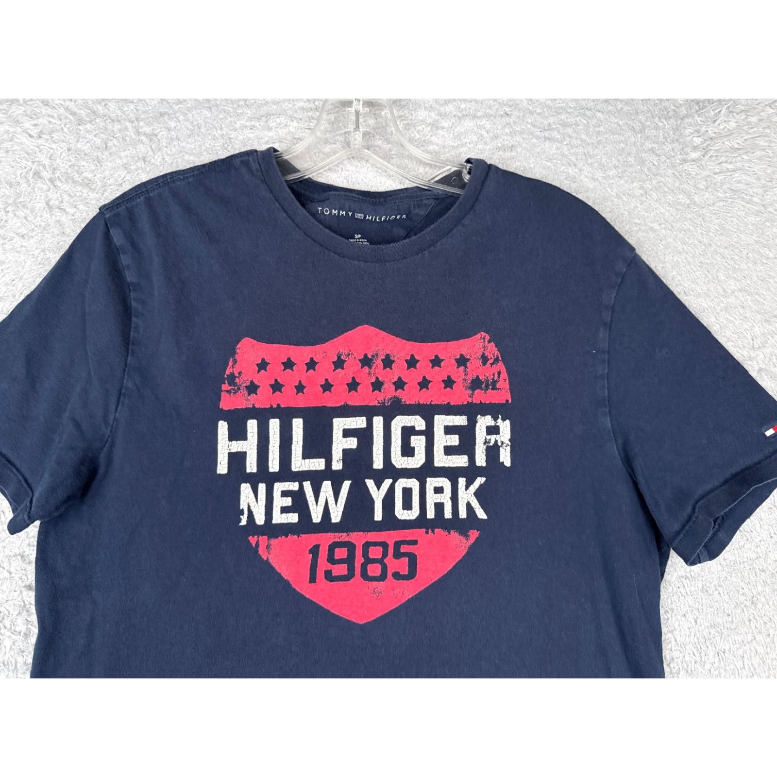 Tommy Hilfiger VINTAGE? No. Tommy Hilfiger Shirt Men S Petite Blue Crew Neck Cotton Blend Short Sleeve Logo Modern Fit Size US S / EU 44-46 / 1 - 4 Thumbnail
