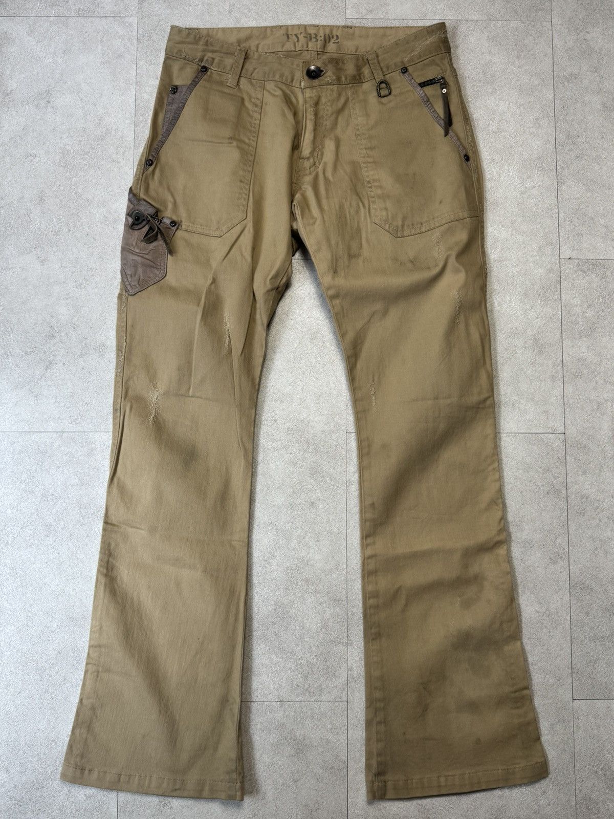 14th Addiction 14th addiction Cross Leather f Flare pants | Grailed