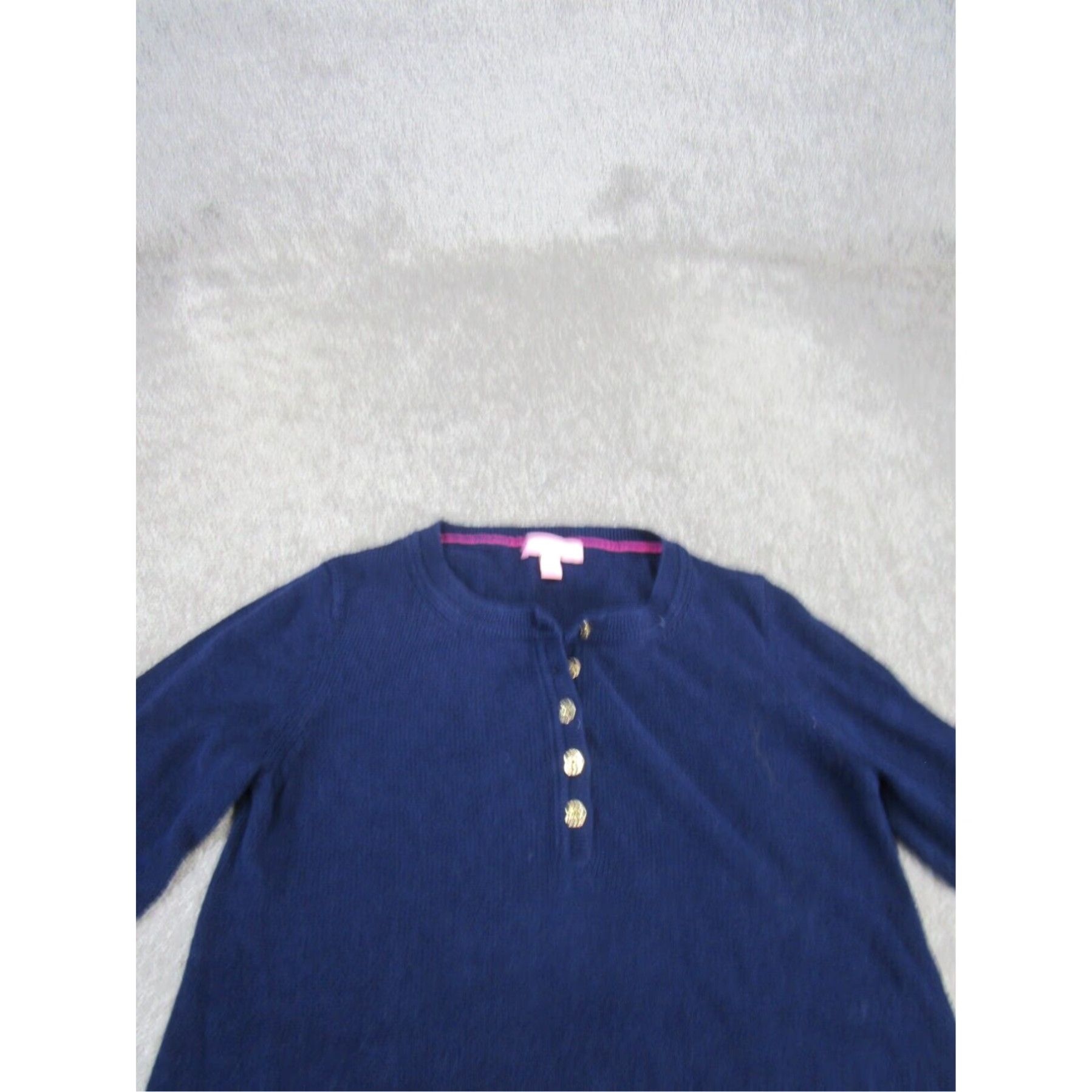 Lilly Pulitzer Lilly Pulitzer Womens Blue Sweater XL Extra Large Knit Henley Size S / US 4 / IT 40 - 2 Thumbnail