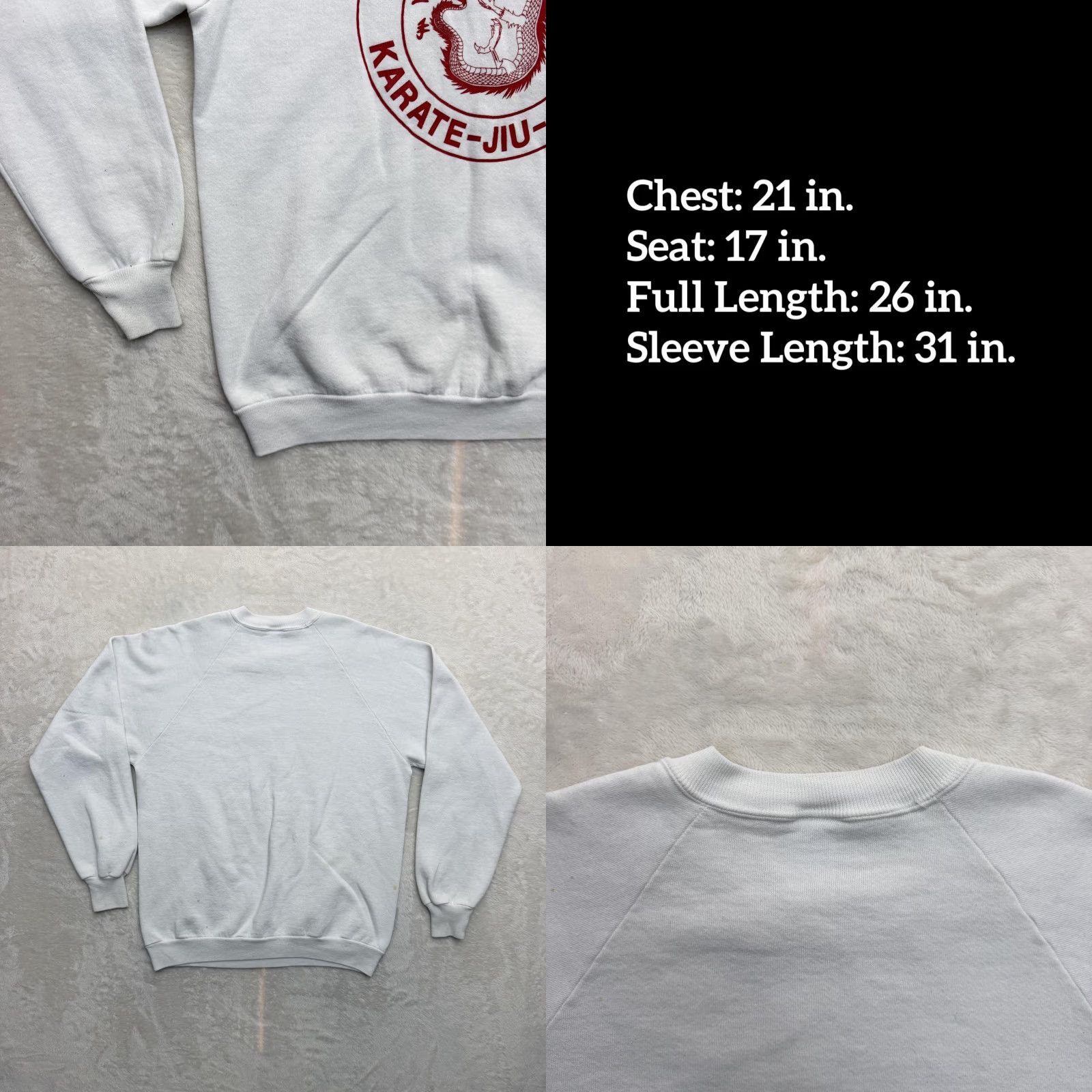 Jerzees VINTAGE Jerzees West Coast Karate Jiu-Jitsu Sweatshirt Mens Large White 80s Size US L / EU 52-54 / 3 - 8 Thumbnail