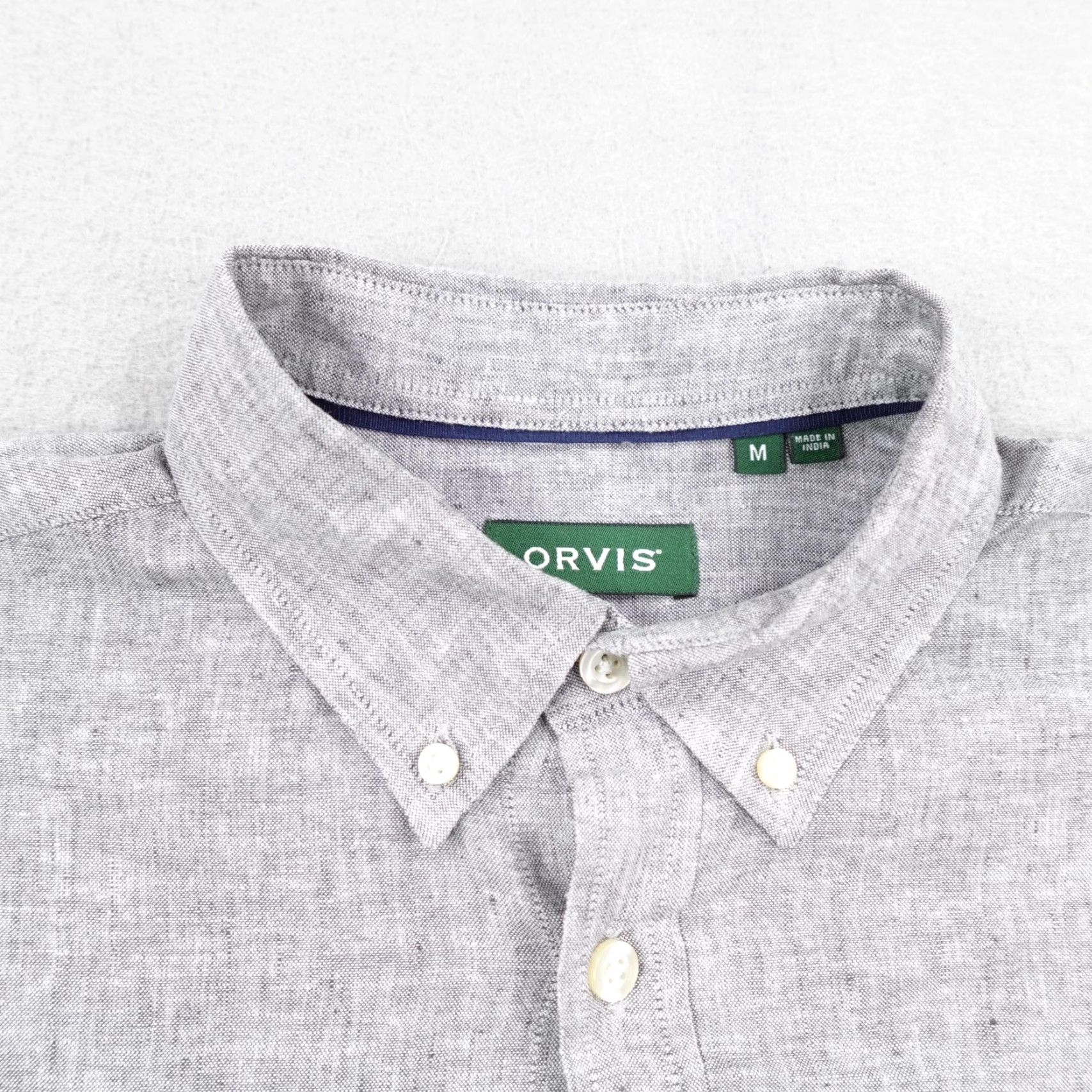 Orvis Orvis Shirt Mens Medium Gray Performance Linen Blend Button Up Classic Fit Sleeve Long Sleeve Button-Down Collar-Down Pockets Size US M / EU 48-50 / 2 - 2 Thumbnail