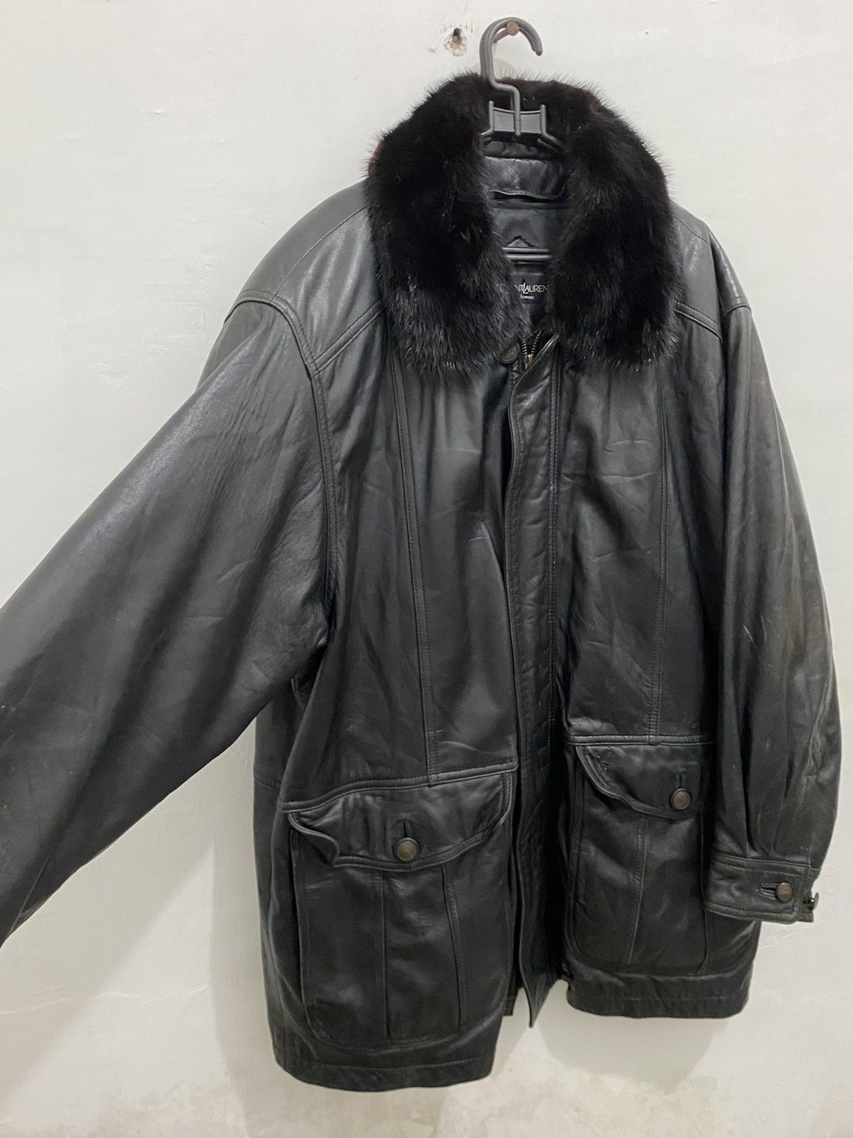 Saint Laurent Paris 💥Leather💥Yves Saint Laurent Leather Coat Size US L / EU 52-54 / 3 - 11 Thumbnail