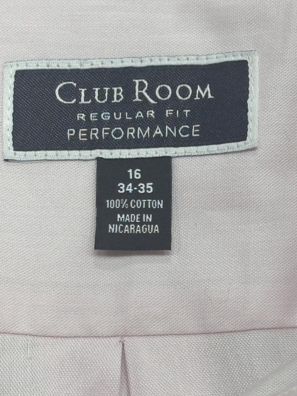 Club Room Club Room Stretch Reg Fit Easy Care Button Down Pink 34/35 L Size 42R - 3 Thumbnail