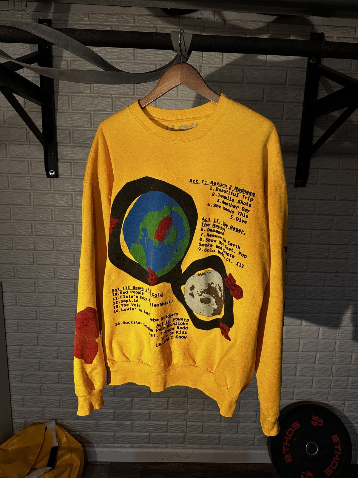 Cactus Plant Flea Market × Kid Cudi × Streetwear CPFM Kid Cudi MOTM Yellow  Crewneck | Grailed