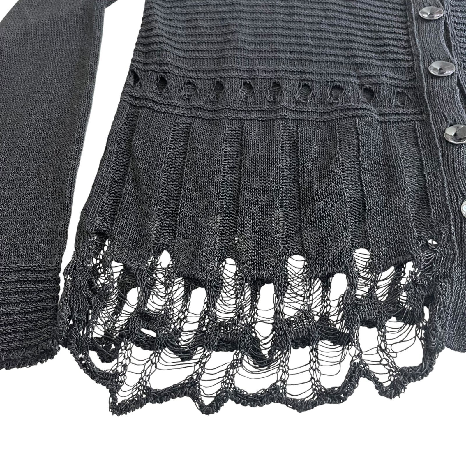Other Aldomartins Black Semi Sheer Lace Knit Long Sleeve Cardigan Size XL / US 12-14 / IT 48-50 - 2 Thumbnail