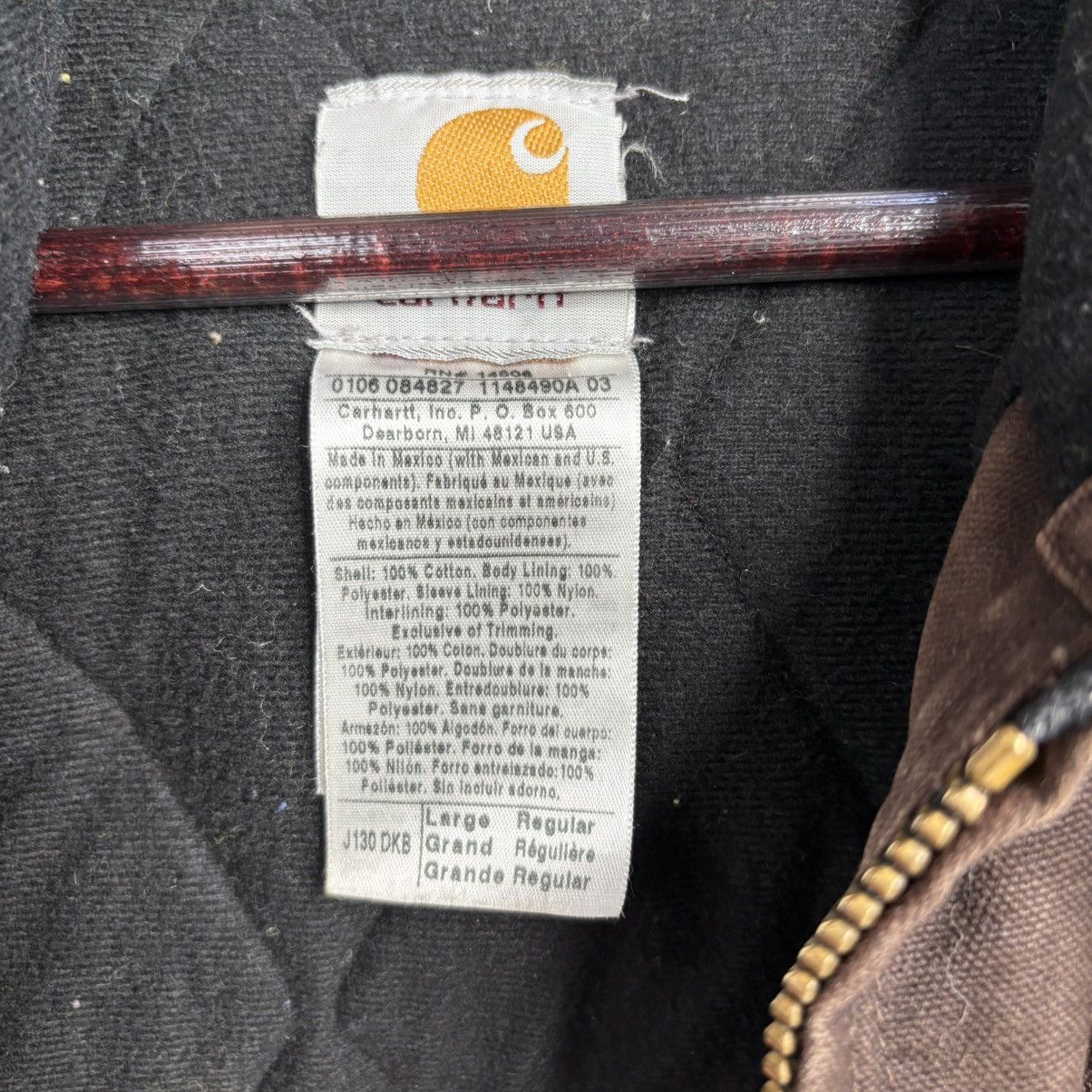 Carhartt × Vintage Vintage Y2k Carhartt J130 DKB Dark Brown Hooded jacket Size US L / EU 52-54 / 3 - 5 Thumbnail