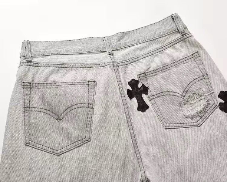 Designer × Vintage Gothic Washed Ripped Holes Patchwork Cross Print Shorts Size US 36 / EU 52 - 9 Thumbnail