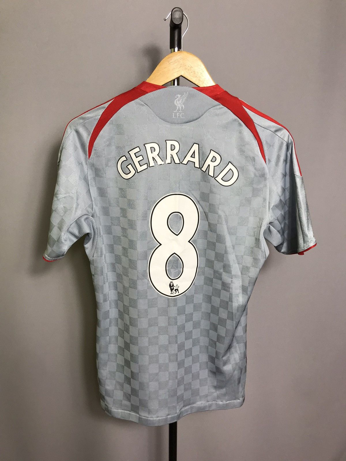 Vintage Shirt 2008 2009 Steven Gerrard Liverpool Away Jersey Gray #8 Size US S / EU 44-46 / 1 - 10 Thumbnail