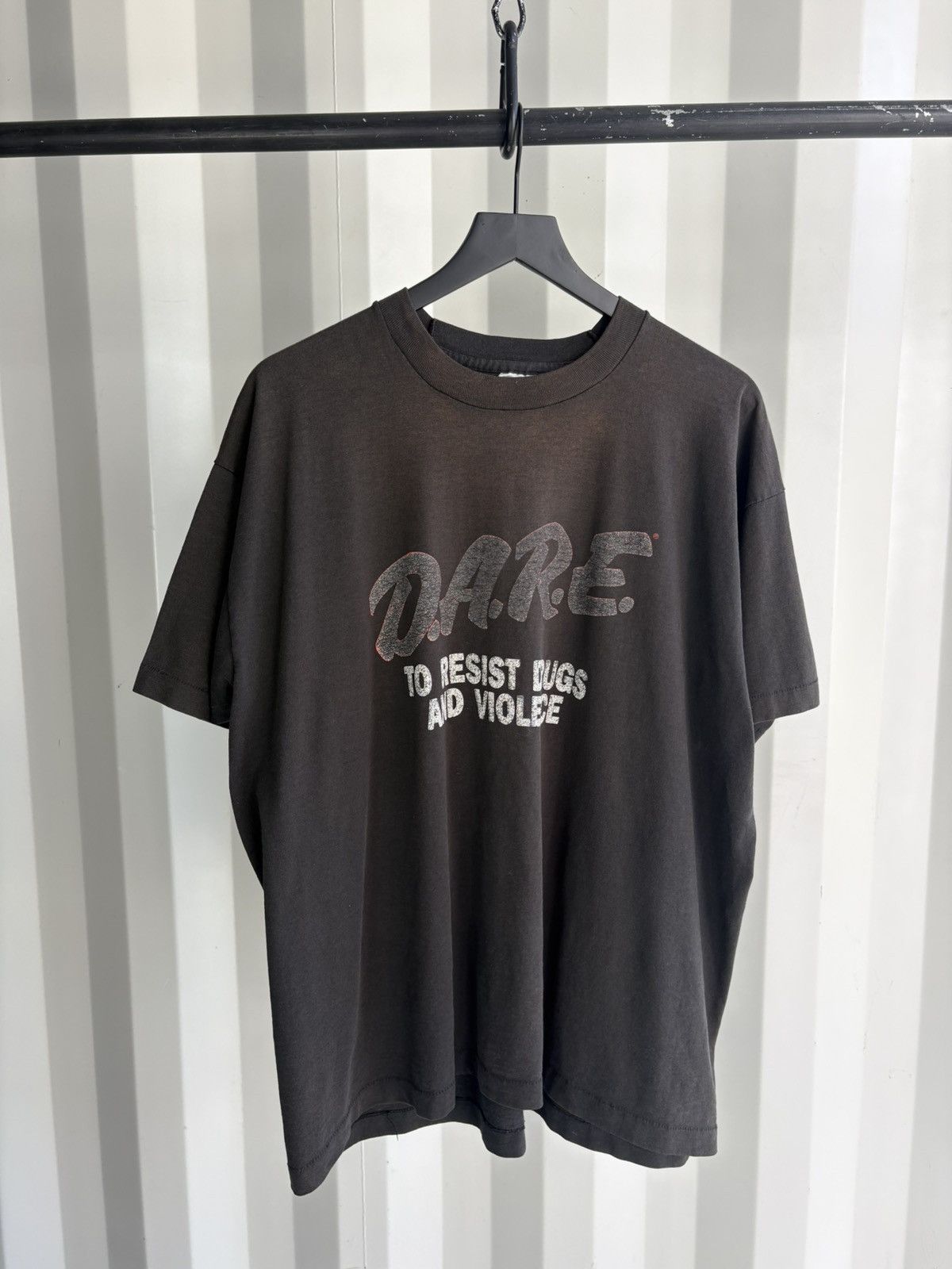 Dare Resist Drugs Thrashed Faded Distressed Shirt GRUNGE