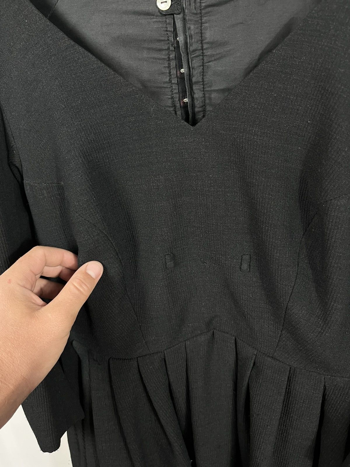 Vintage Rare Antique Black Pleated Dress With Hooks & Lining Size L / US 10 / IT 46 - 7 Thumbnail
