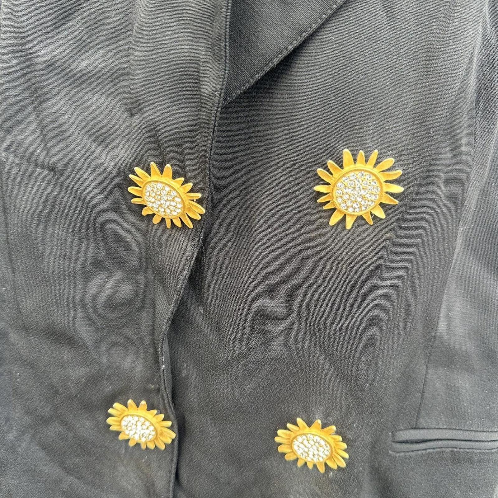 Other Black and gold vintage blazer with daisy buttons jacket Size 3XL / US 20-22 - 2 Thumbnail