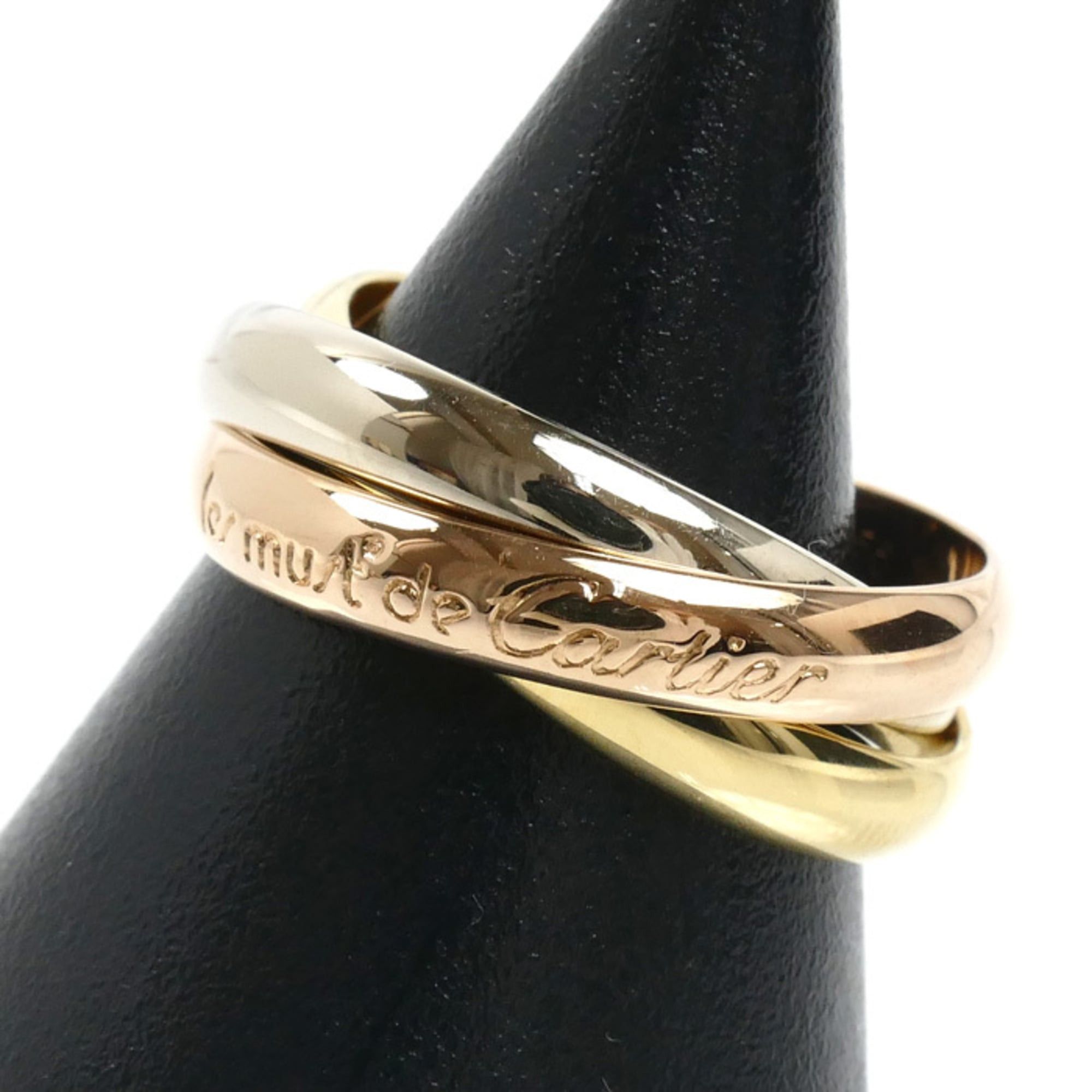 Cartier Cartier 18K Yellow Gold Pink White Les Must de Trinity Ring, Size 56, 8.9g, Women's Size ONE SIZE - 1 Thumbnail