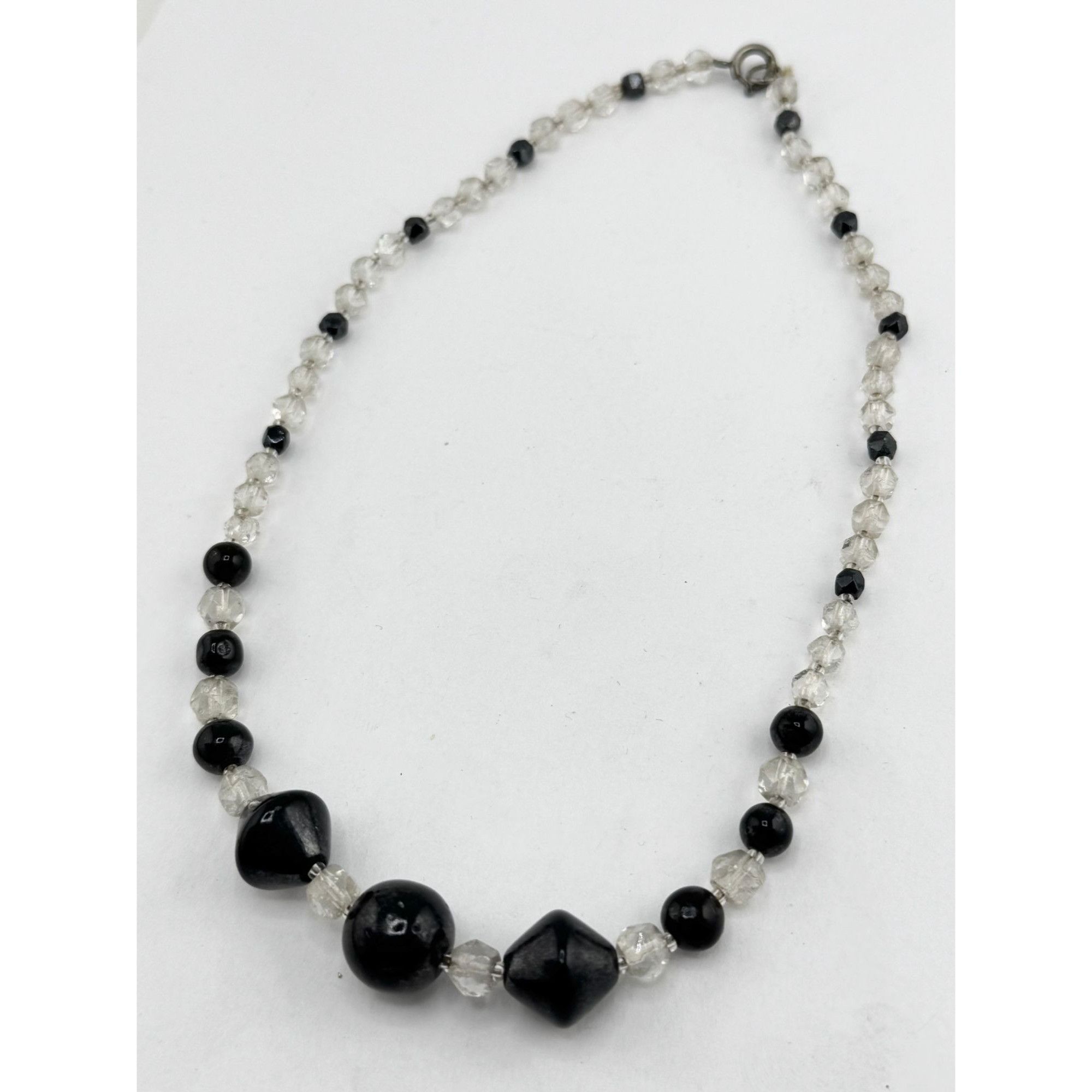 Vintage Vintage Art Deco black and clear crystal glass beaded neckla Size ONE SIZE - 2 Thumbnail
