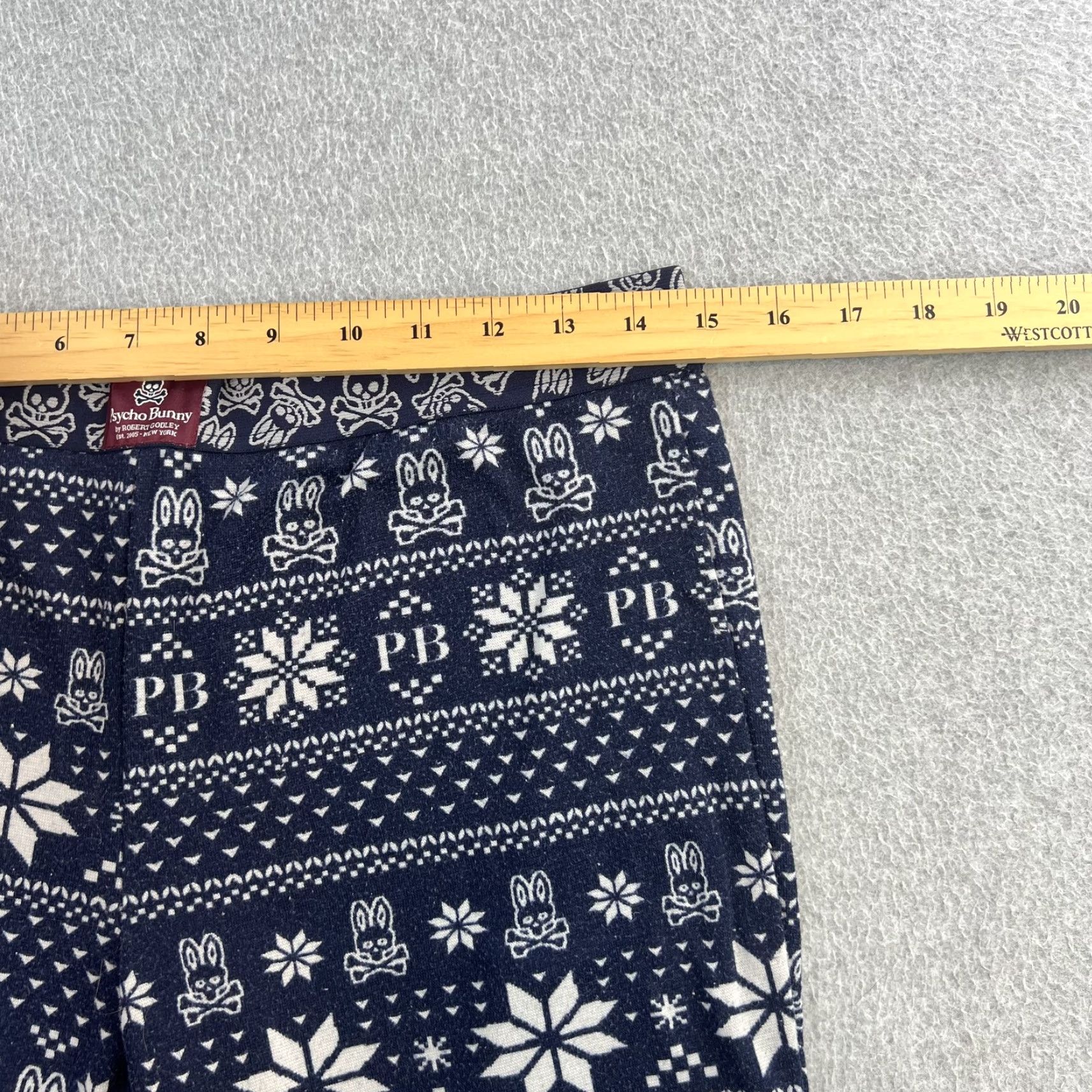Psycho Bunny Psycho Bunny Pants Mens Medium Blue White Holiday Fair Isle Bunny Lounge Pajama PB Lounge Pants Size US 31 - 2 Thumbnail