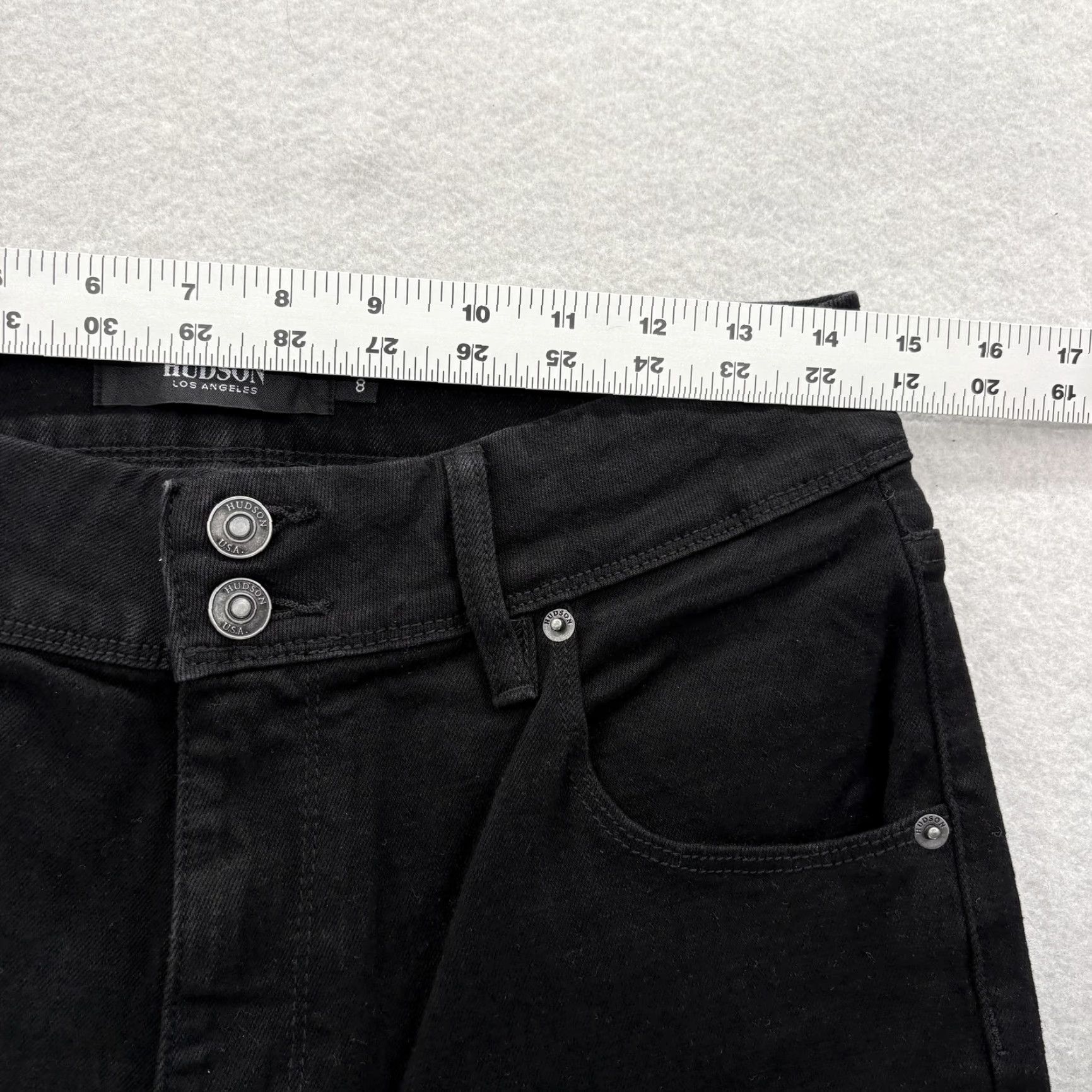Hudson Hudson Jeans Womens 8 Mid Rise Skinny Stretch Denim Flap Pockets Ankle Black Size 30" / US 8 / IT 44 - 6 Thumbnail