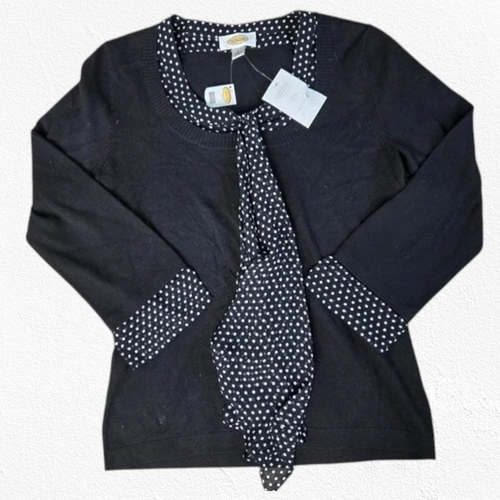 Vintage 90s Talbots Black Polka Dot Silk Blend Blouse Size Small Size S / US 4 / IT 40 - 2 Thumbnail