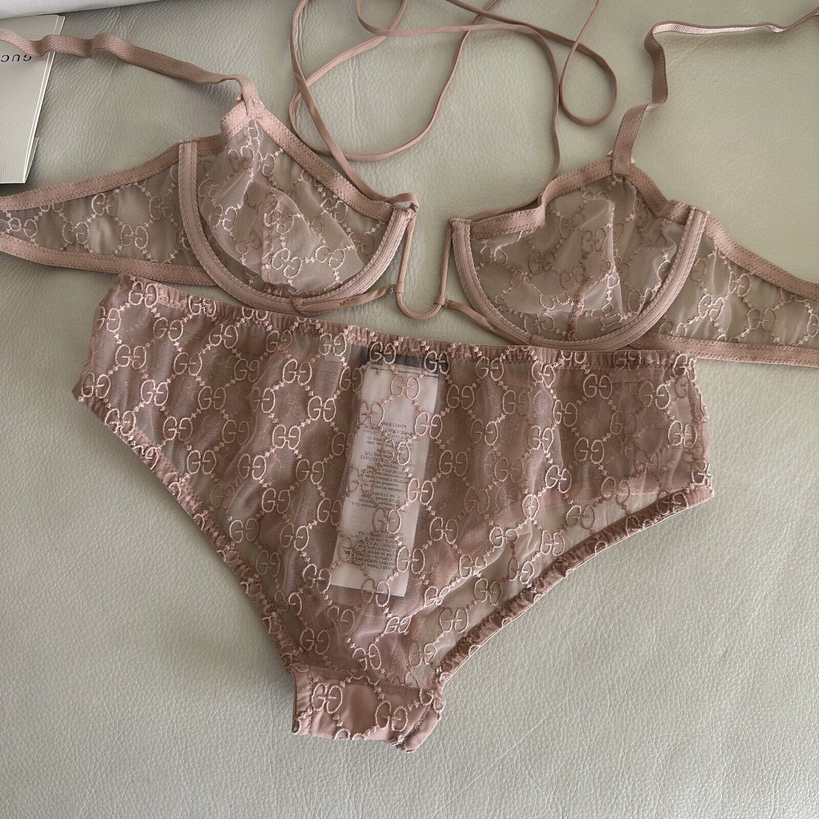Gucci NWT GUCCI LINGERIE SET PINK GG TULLE LACE BOWS NECK AROUND H Size M / US 6-8 / IT 42-44 - 9 Thumbnail