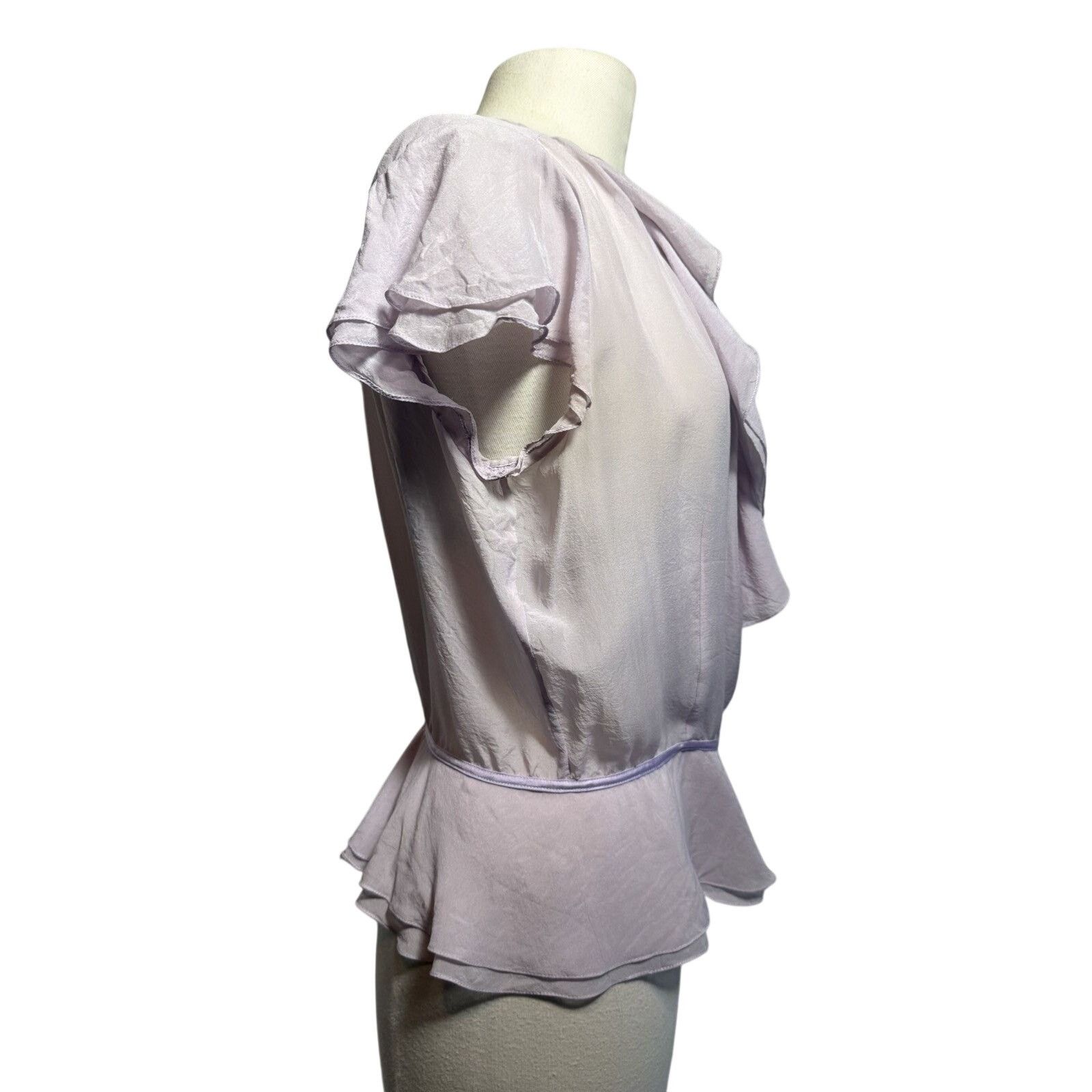 DKNY DKNY Lilac Silk Wrap Top Short sleeve Size XL / US 12-14 / IT 48-50 - 4 Thumbnail