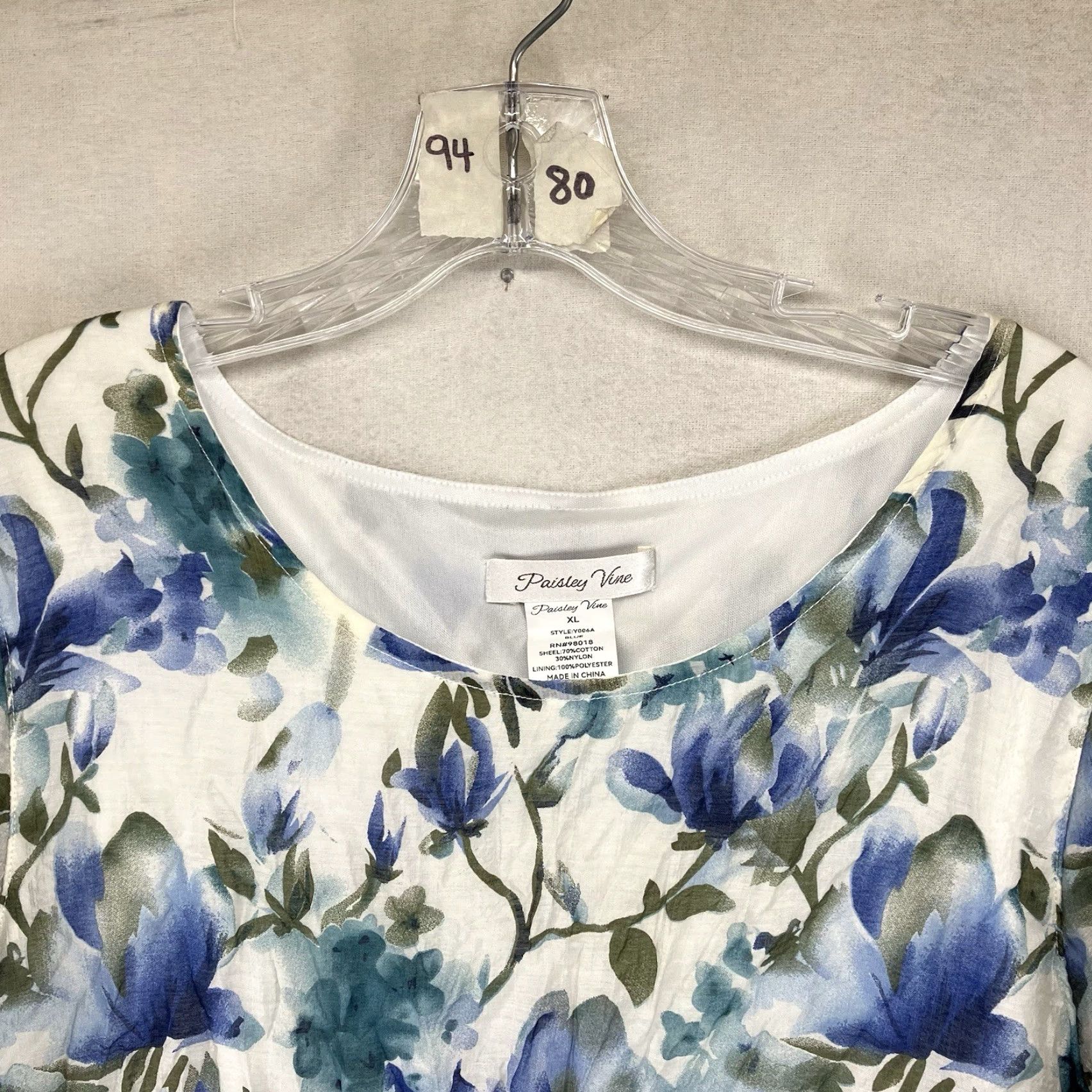 Gloverall Paisley Vine Blouse Shirt Women's XL All Over Flower Print Top Tunic Bohemian 80s Art Floral Multicolor Lined Sheer Sleeves Casual Size XL / US 12-14 / IT 48-50 - 4 Thumbnail