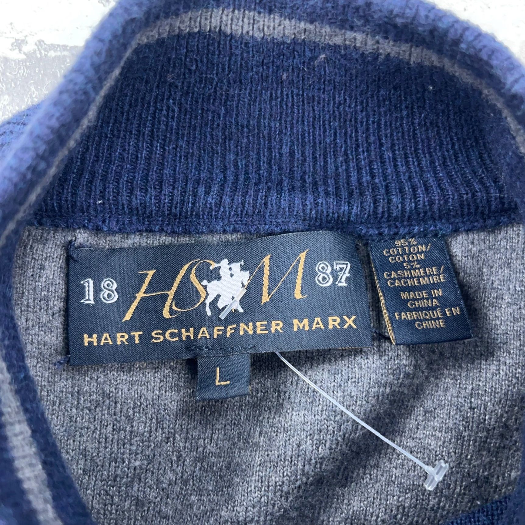Hart Schaffner Marx Hart Schaffner Marx Sweater Men L Blue Knit Cashmere Cotton Henley Navy Solid Logo Button Embroidered Zipper Casual Modern Preppy Sports Mens Size US L / EU 52-54 / 3 - 3 Thumbnail