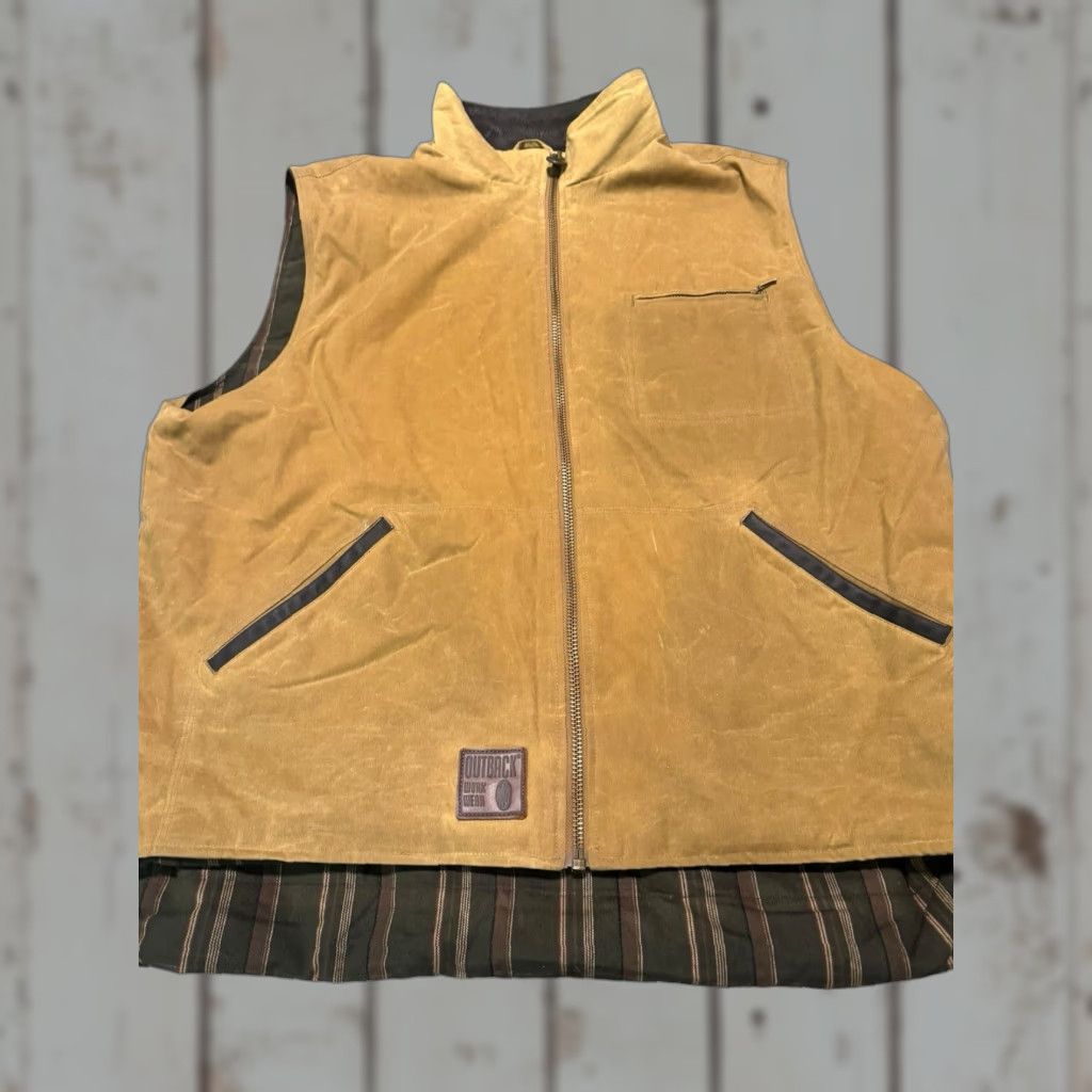 Vintage Outback Trading Company Canvas Sawbuck Oilskin Waxed Vest Jacket XXL Size US XXL / EU 58 / 5 - 1 Thumbnail