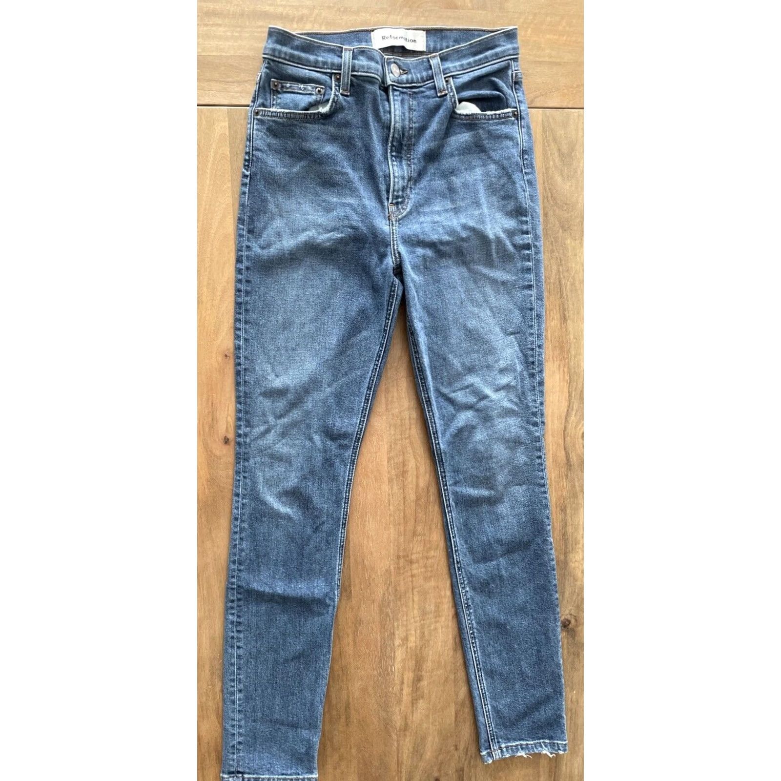 Reformation Reformation Jeans Women High Rise Skinny Denim Light Wash 28 Stretch Spirit Bohemian City USA Logo Zipper Button Size 28" / US 6 / IT 42 - 2 Thumbnail