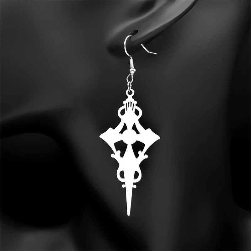 Jewelry Gothic Satan Cross Witch Drop Earrings Jewelry Gift Size ONE SIZE - 1 Thumbnail